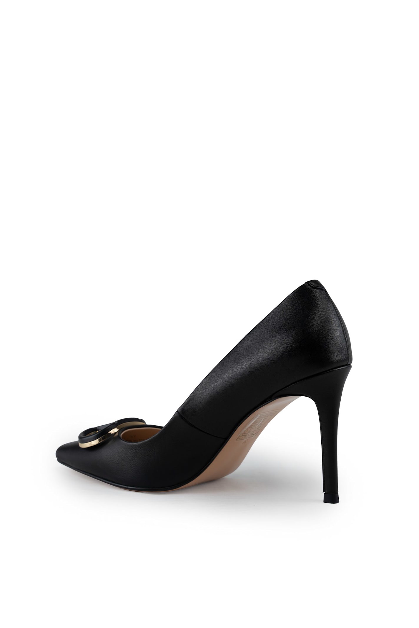 Twinset Leather Pumps With Oval-t Logo In Nero