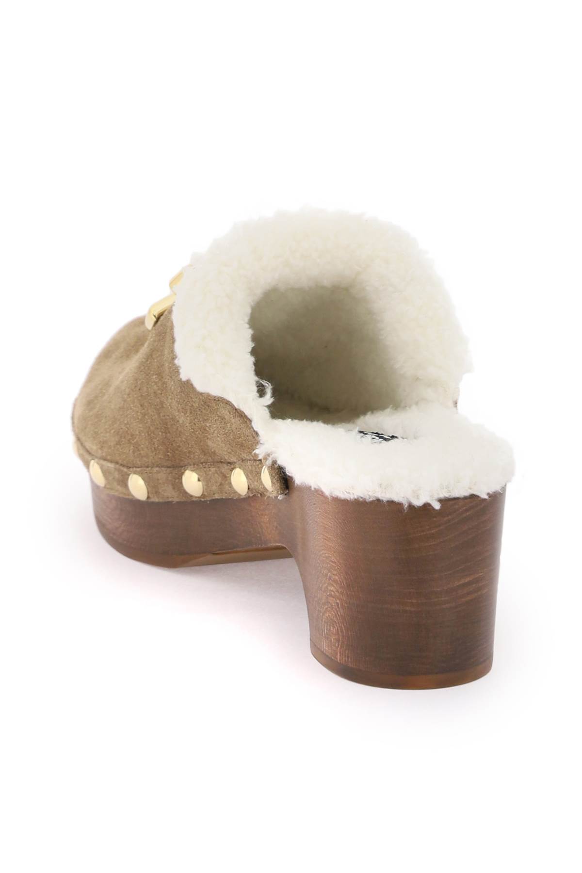 Shop Dolce & Gabbana Suede And Faux Fur Clogs With Dg Logo. In Marrone Bianco (brown)