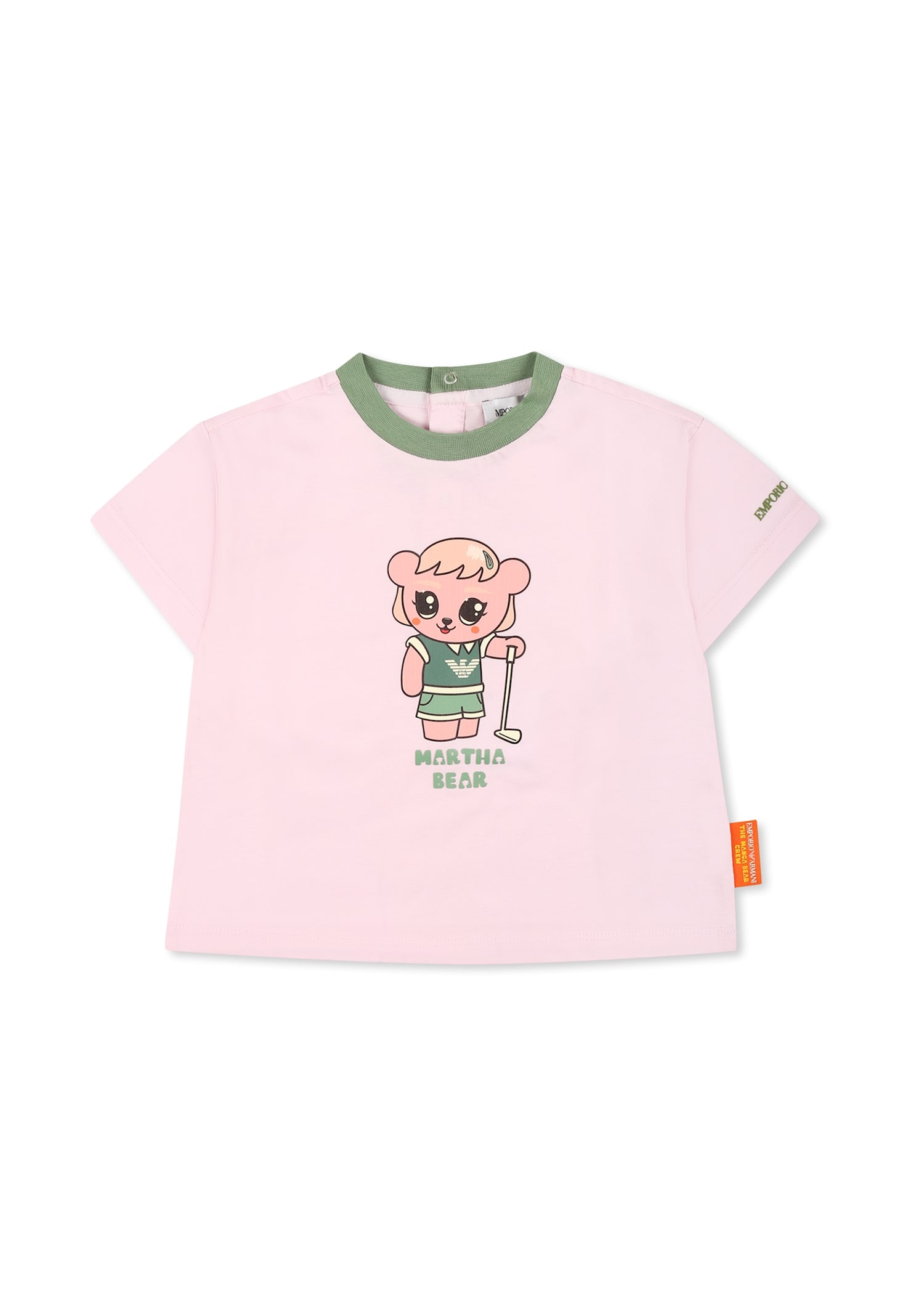 Shop Emporio Armani Pink T-shirt For Girl With Manga Bear