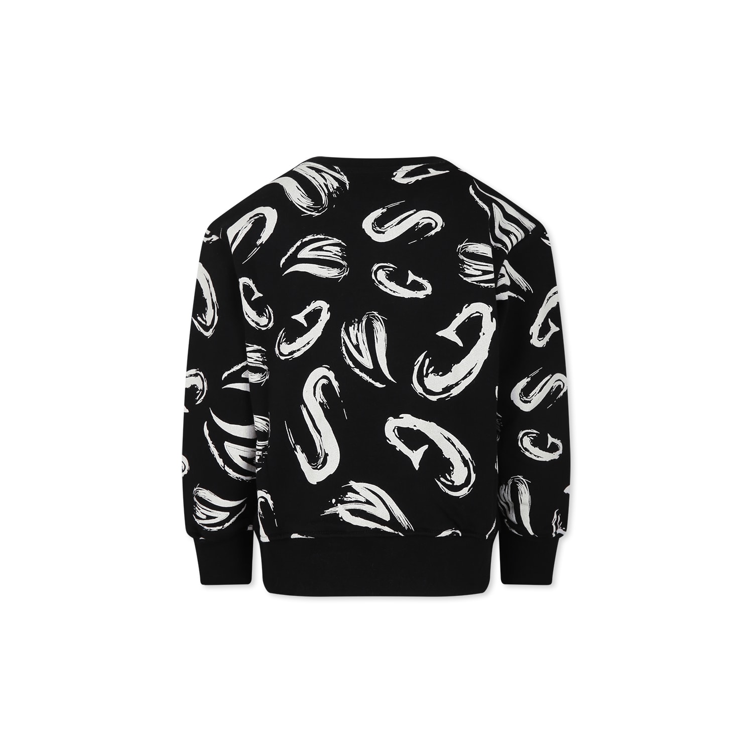 Msgm Black Sweatshirt For Boy With White Logo In Black