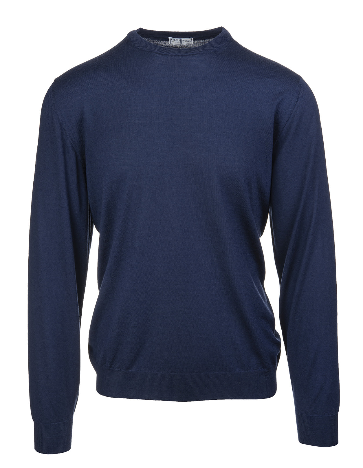 Shop Fedeli Round-neck Pullover In Dark Blue Wool
