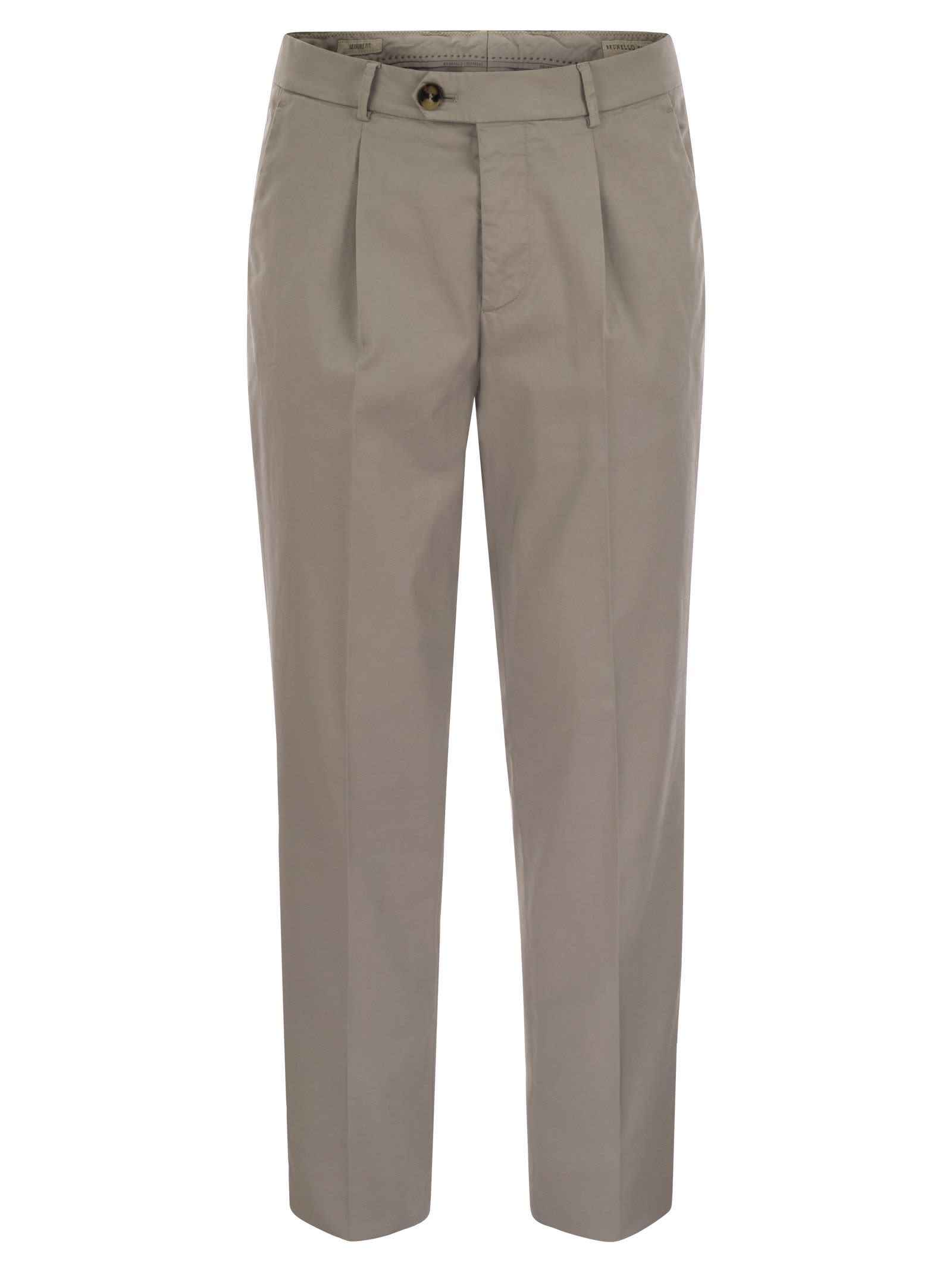 Brunello Cucinelli Men's Garment-dyed Leisure Fit Trousers In Kaky