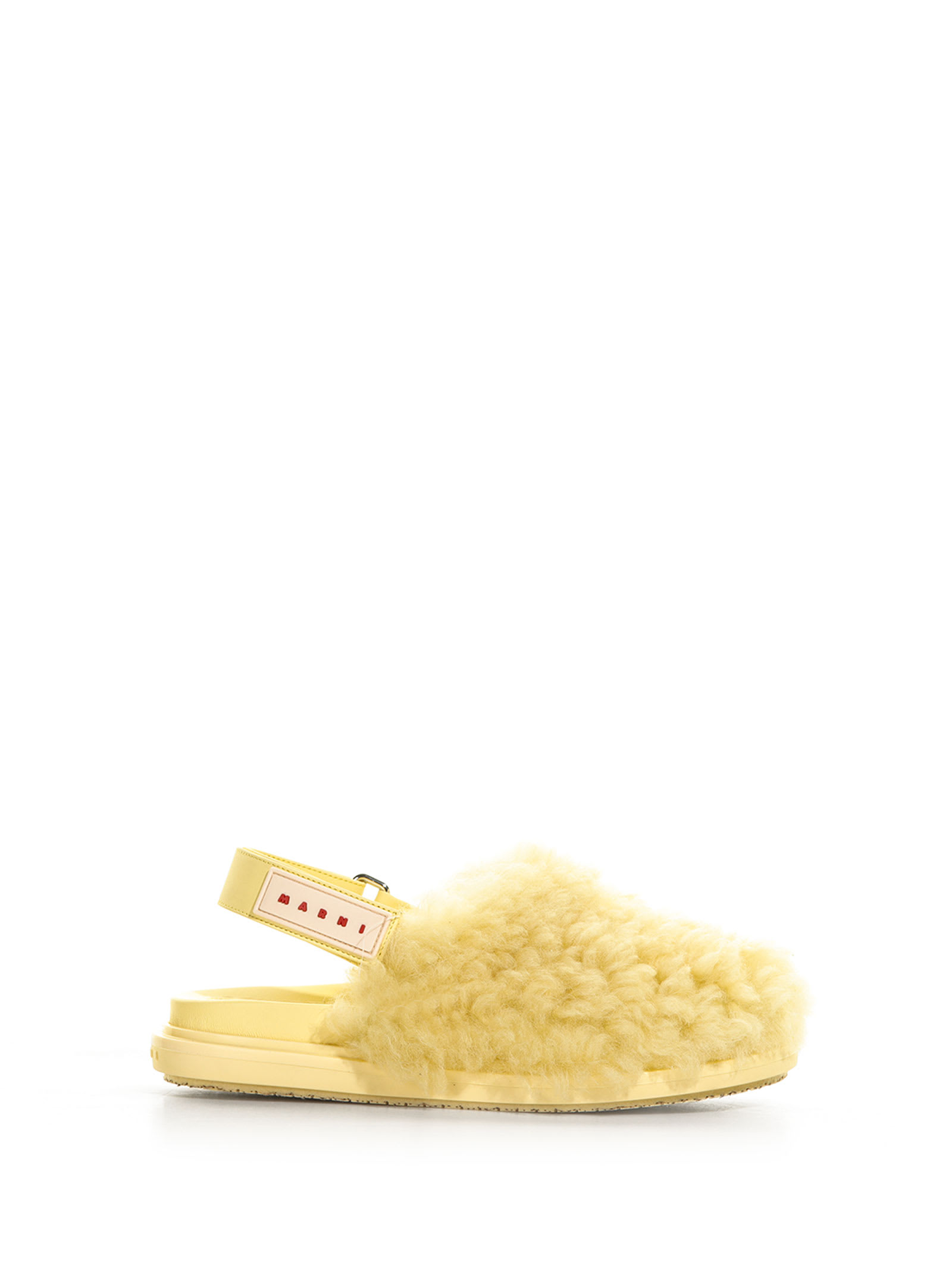 MARNI SLIPPER WITH FUR AND ADJUSTABLE STRAP