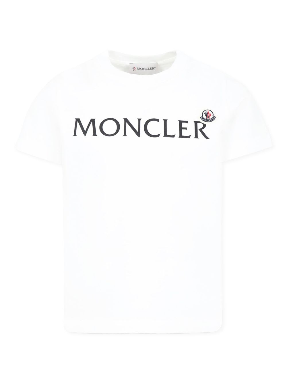 Moncler Enfant Logo Patch Crewneck T-shirt In White