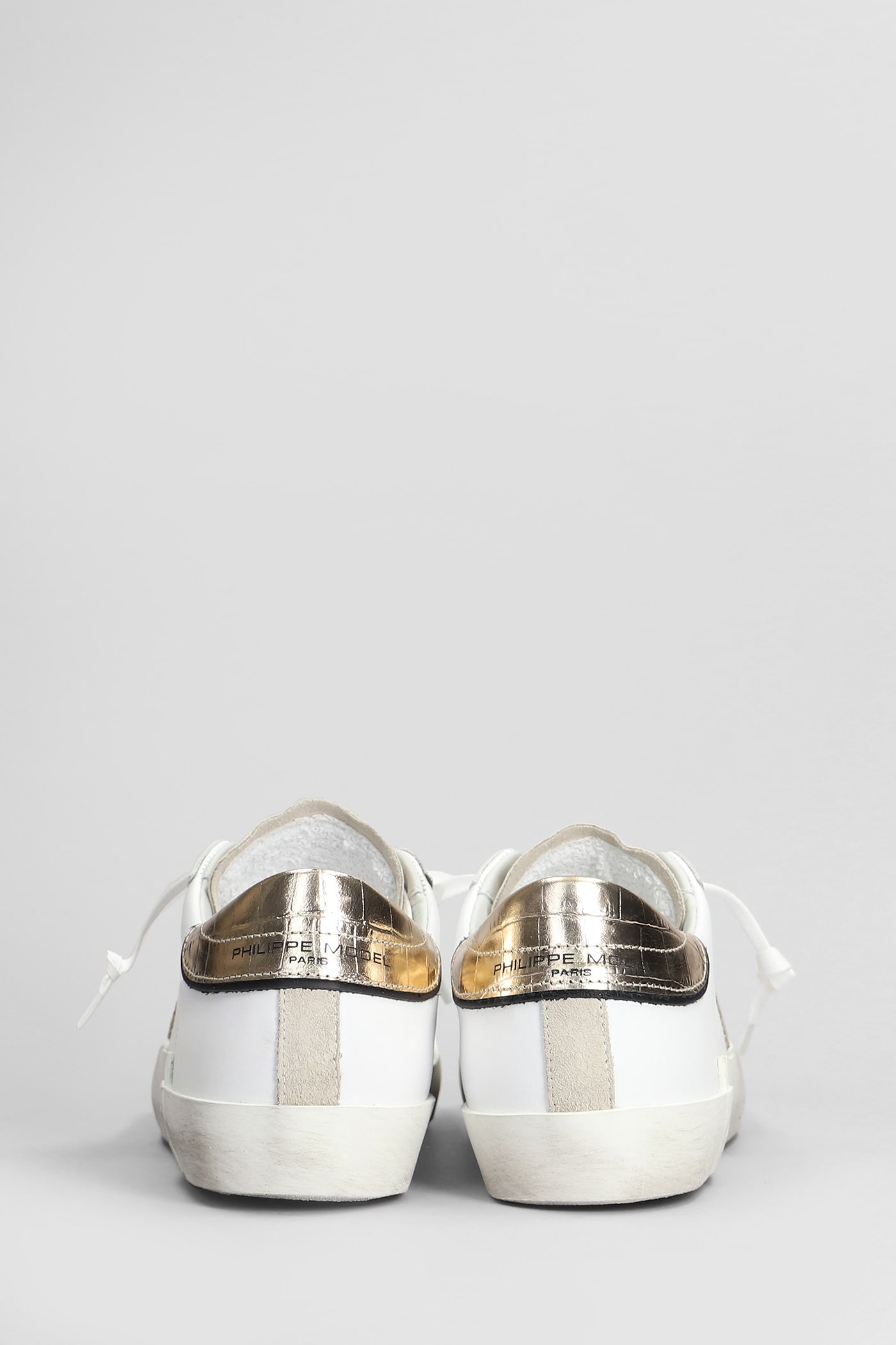 Philippe Model Prsx Low Sneakers In White Leather In White