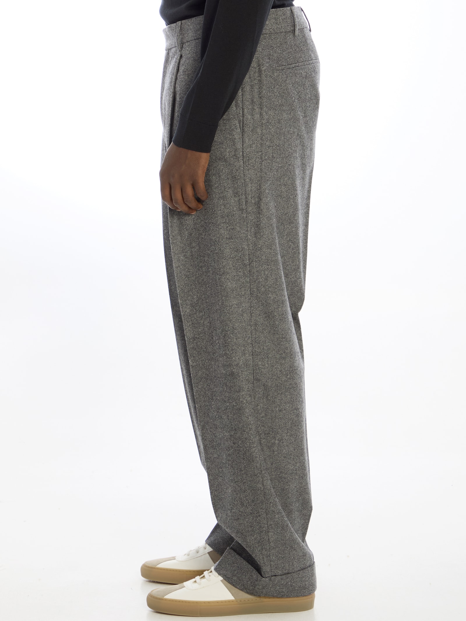 Shop Pt Torino Edge Trousers In Grey