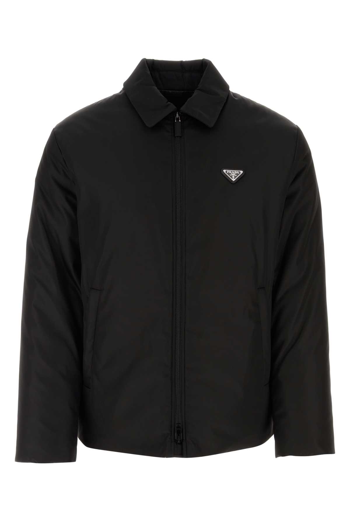 Shop Prada Black Re-nylon Down Jacket In Nero
