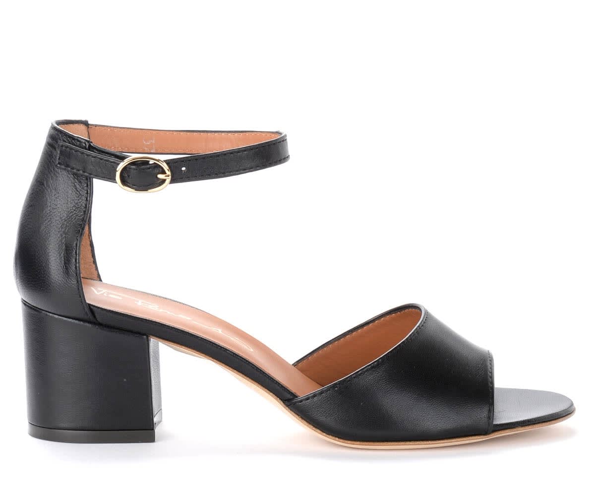 Via Roma 15 Heeled Sandals In Black Leather