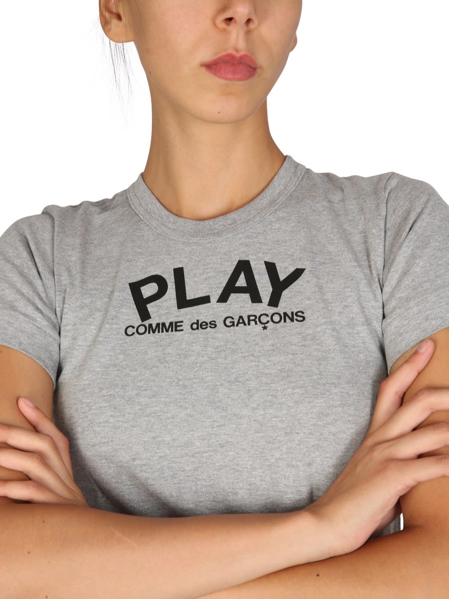 Shop Comme Des Garçons Play Crewneck T-shirt In Grey