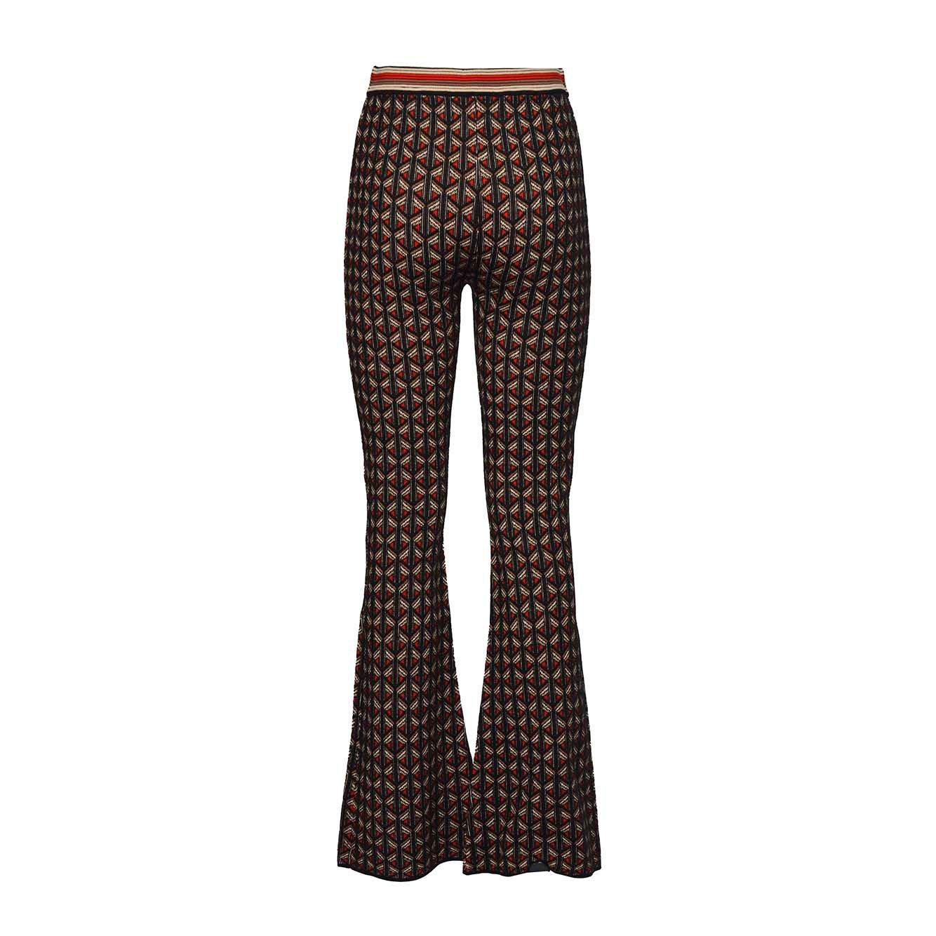 Shop Diane Von Furstenberg Ashdon Knit Jacquard Pants In Nero/rosso