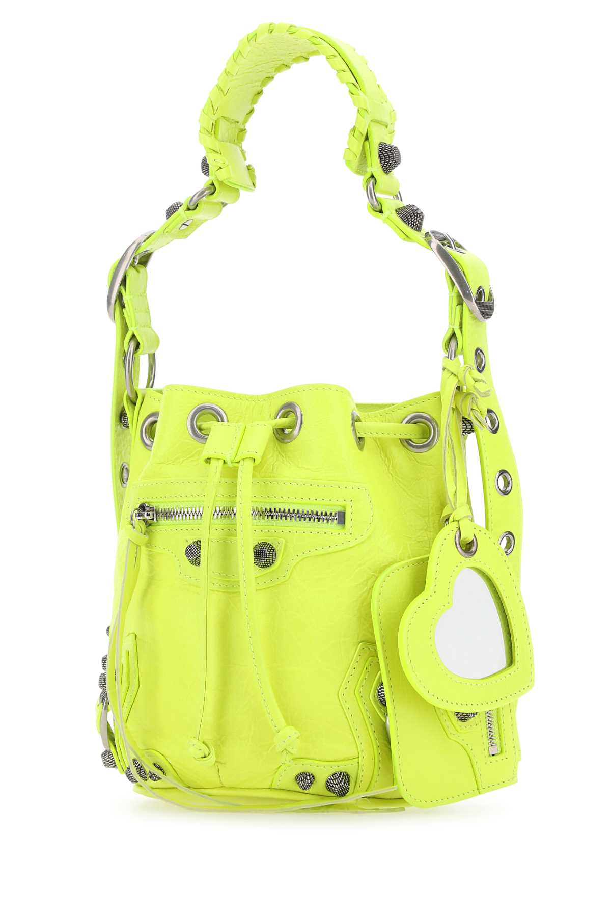 Shop Balenciaga Fluo Yellow Leather Le Cagole Xs Bucket Bag In 7206