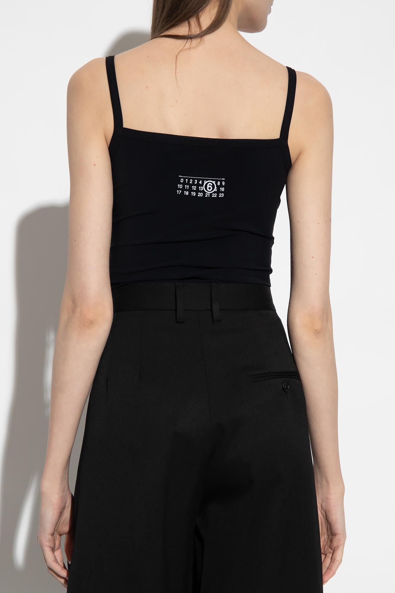 Shop Mm6 Maison Margiela Bodysuit With Shoulder Straps In Black