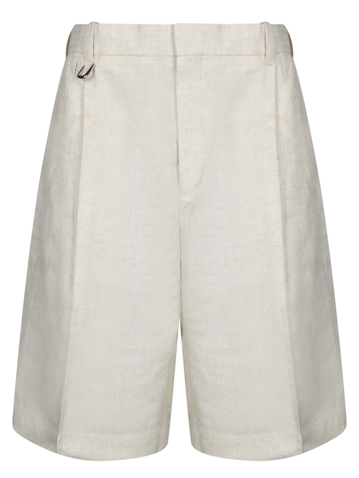 Jacquemus Beige Bermuda Shorts With Front Zip In Lightbeige