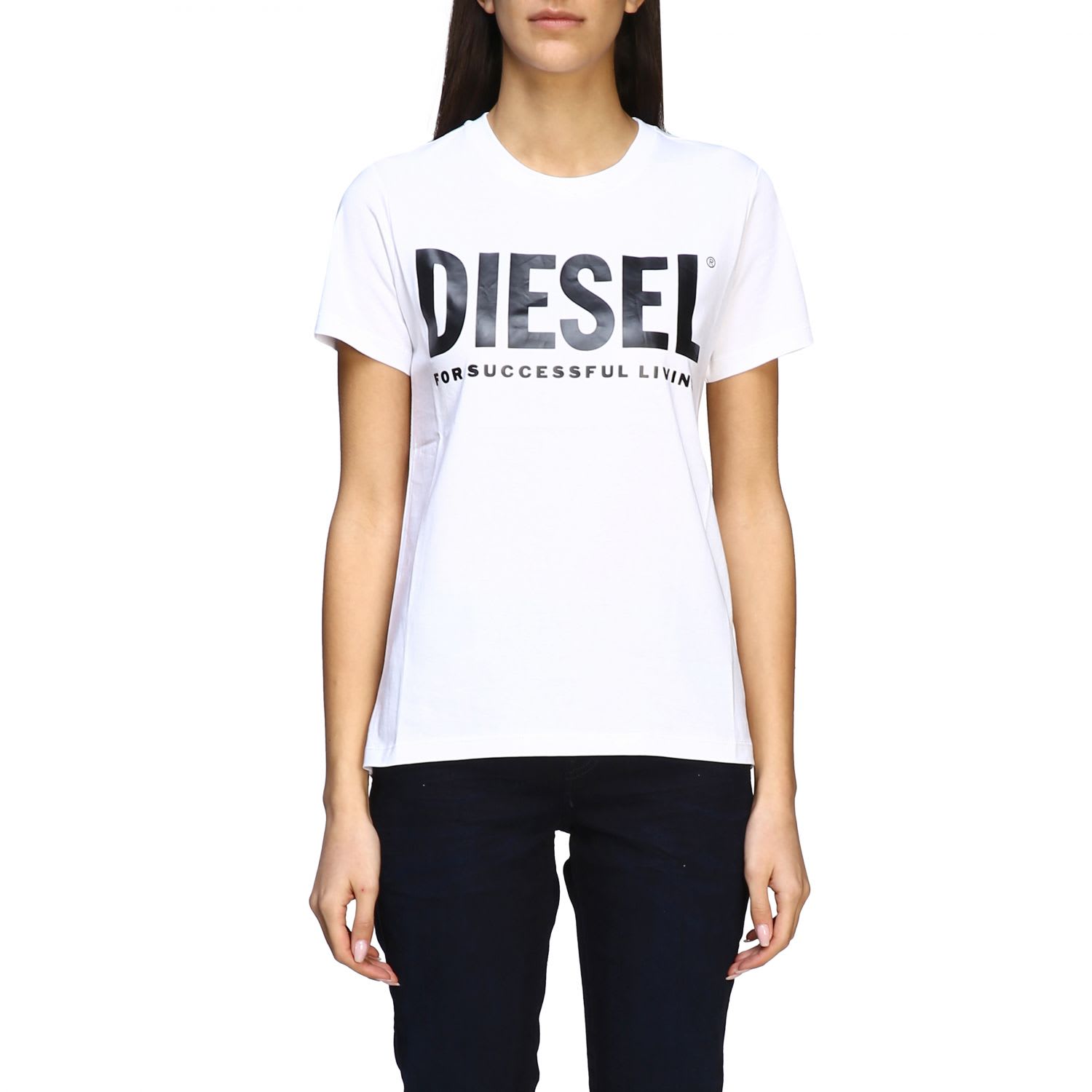 Diesel Short-sleeved T-shirt With Logo In White