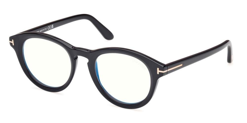 Tom Ford Round Frame Glasses Glasses In 001 Nero Lucido
