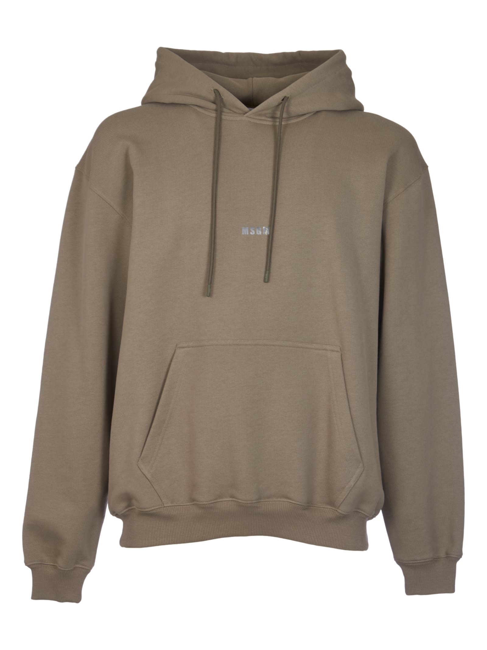 Shop Msgm Logo Detail Hoodie In Dark Green