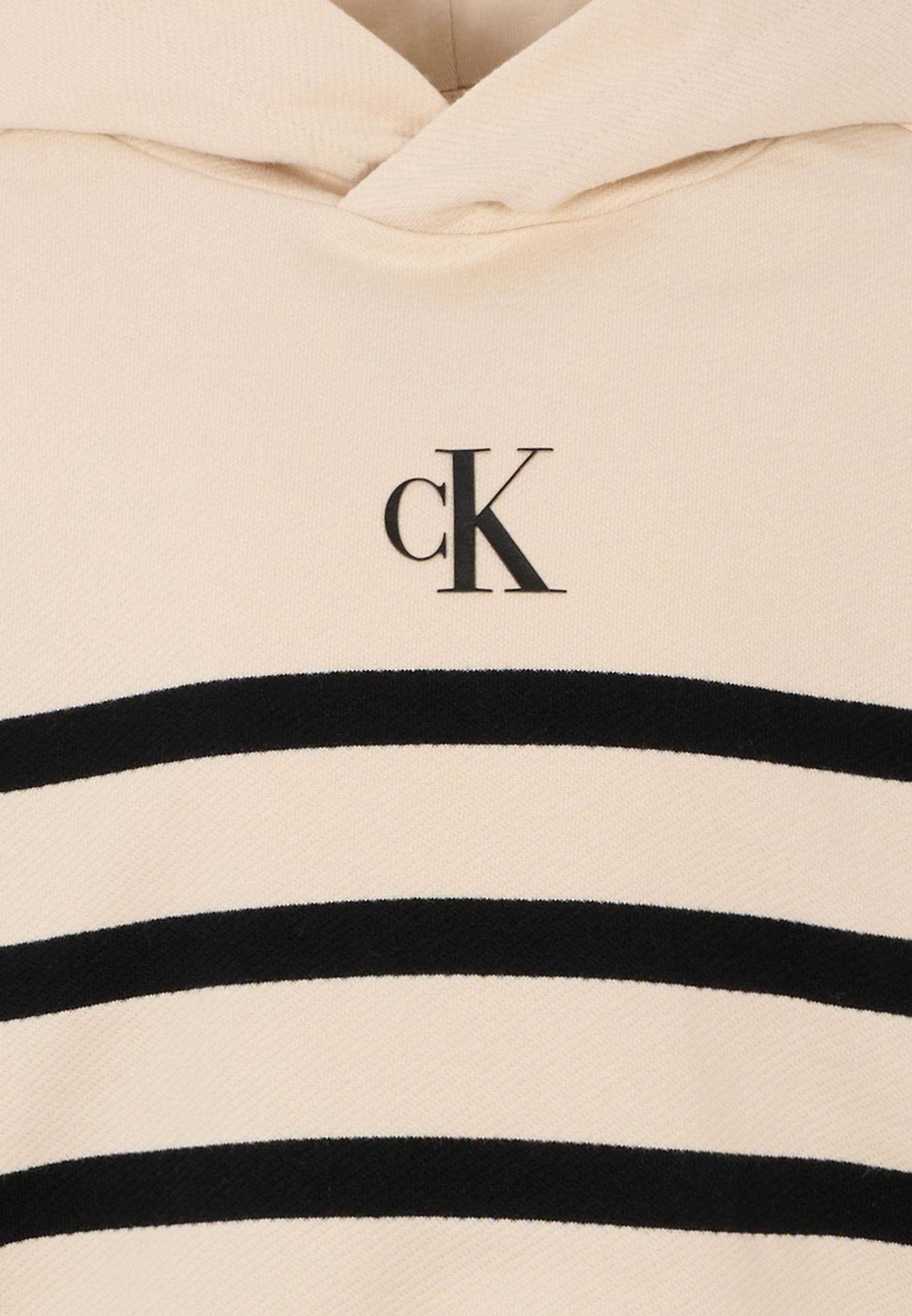 Calvin Klein Striped Logo Hoodie In Multi