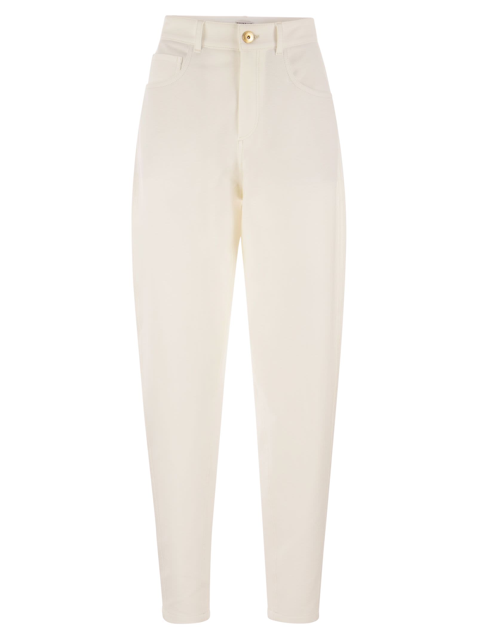 Brunello Cucinelli Five-pocket Curved Trousers In Stretch Cotton Interlock