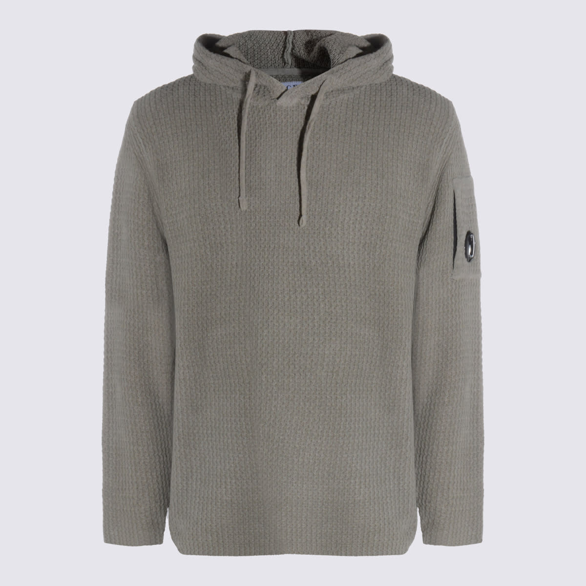 C.p. Company Hooded Long Sleeve Knitwear With Arm Pocket In Brown