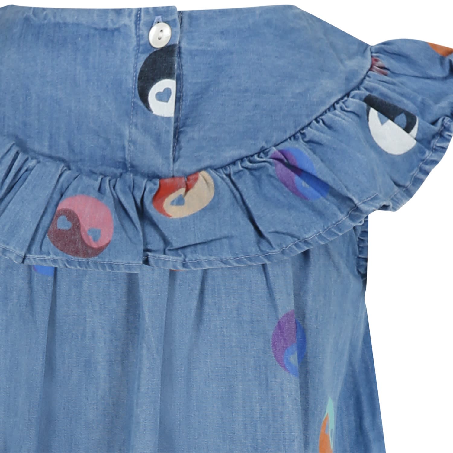Shop Molo Blue Dress For Girl With Ying E Yang In Denim