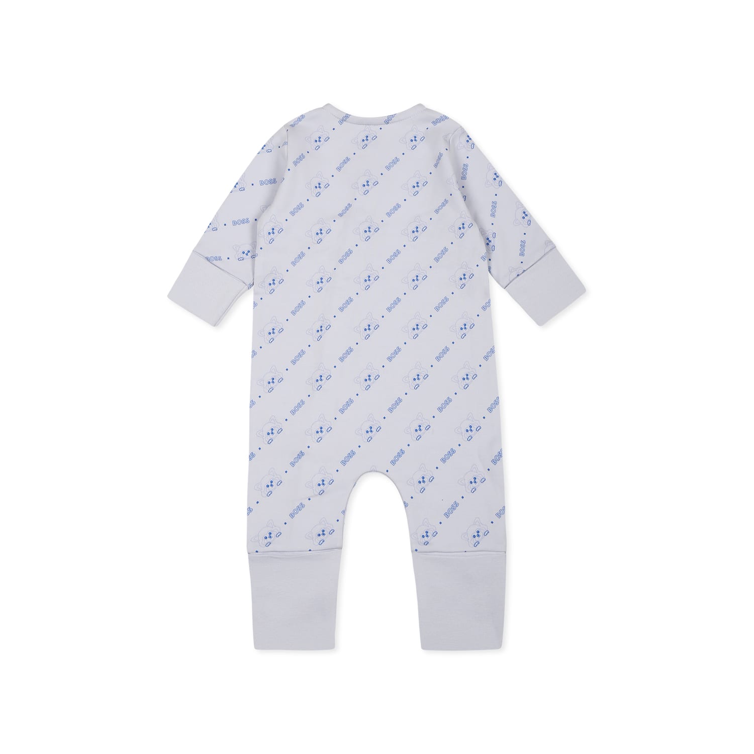 Hugo Boss Light Blue Babygrow Set For Baby Boy With Logo In Light Blue