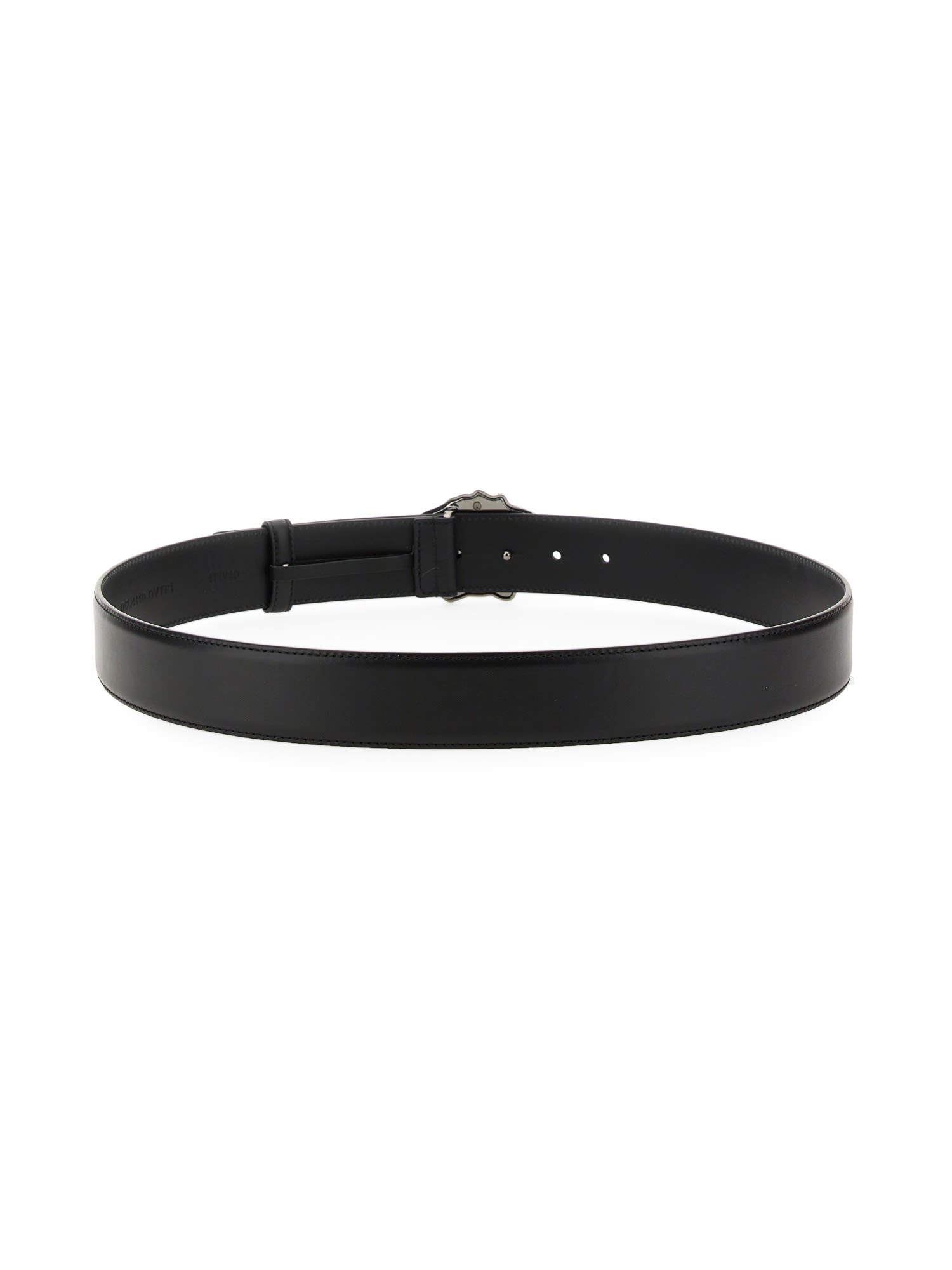 Versace Medusa Head Gold-toned Buckle Leather Belt In Nero