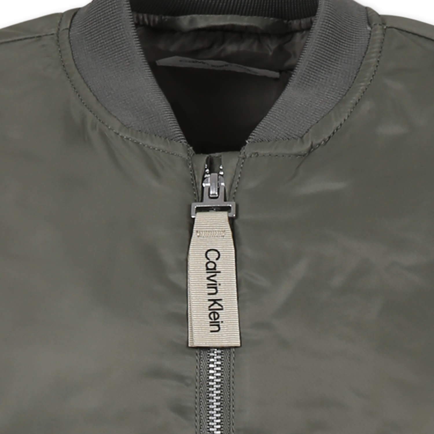 Calvin Klein Logo-print Bomber Jacket In Green