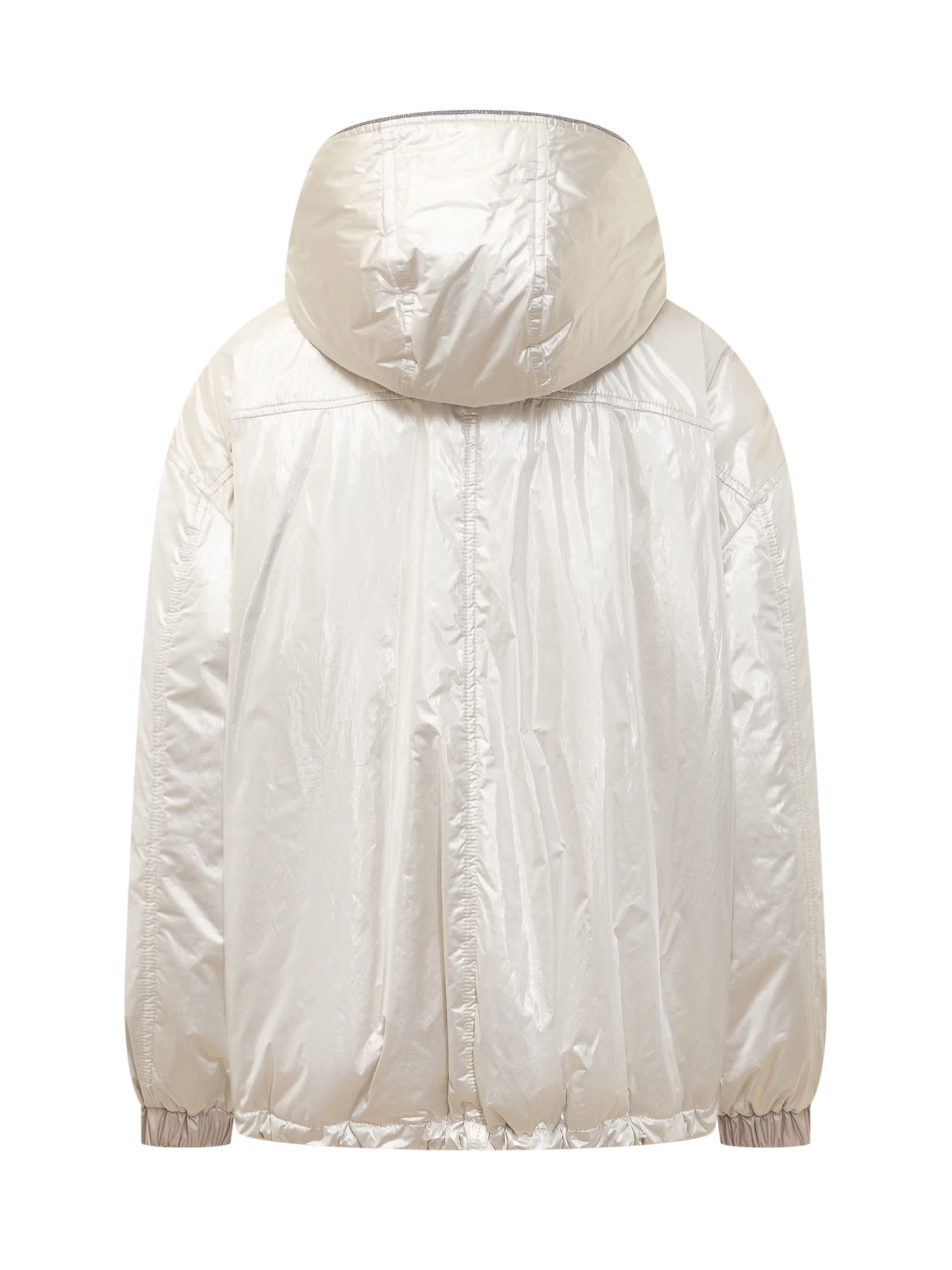 Shop Brunello Cucinelli Revers Down Jacket In Platino