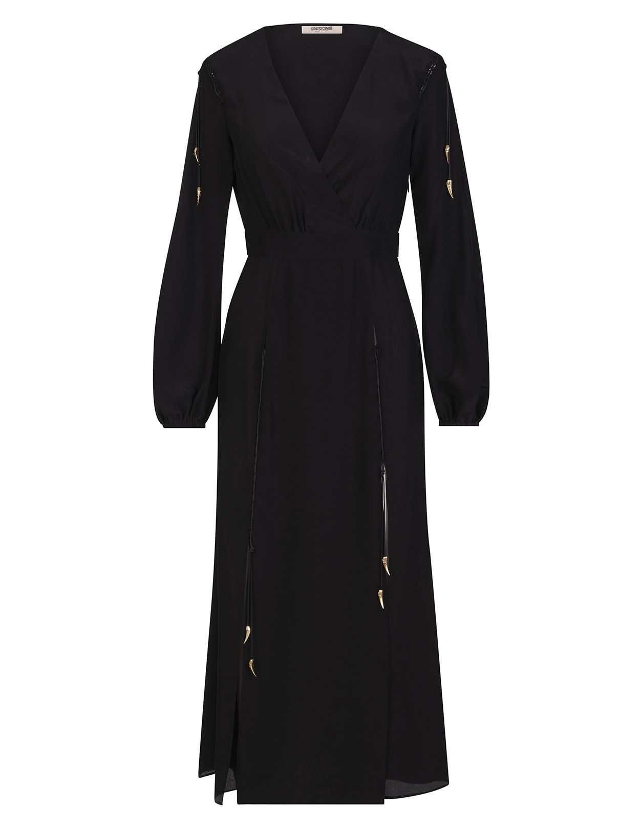 Roberto Cavalli Black Techno Midi Dress With Cut-out Detail