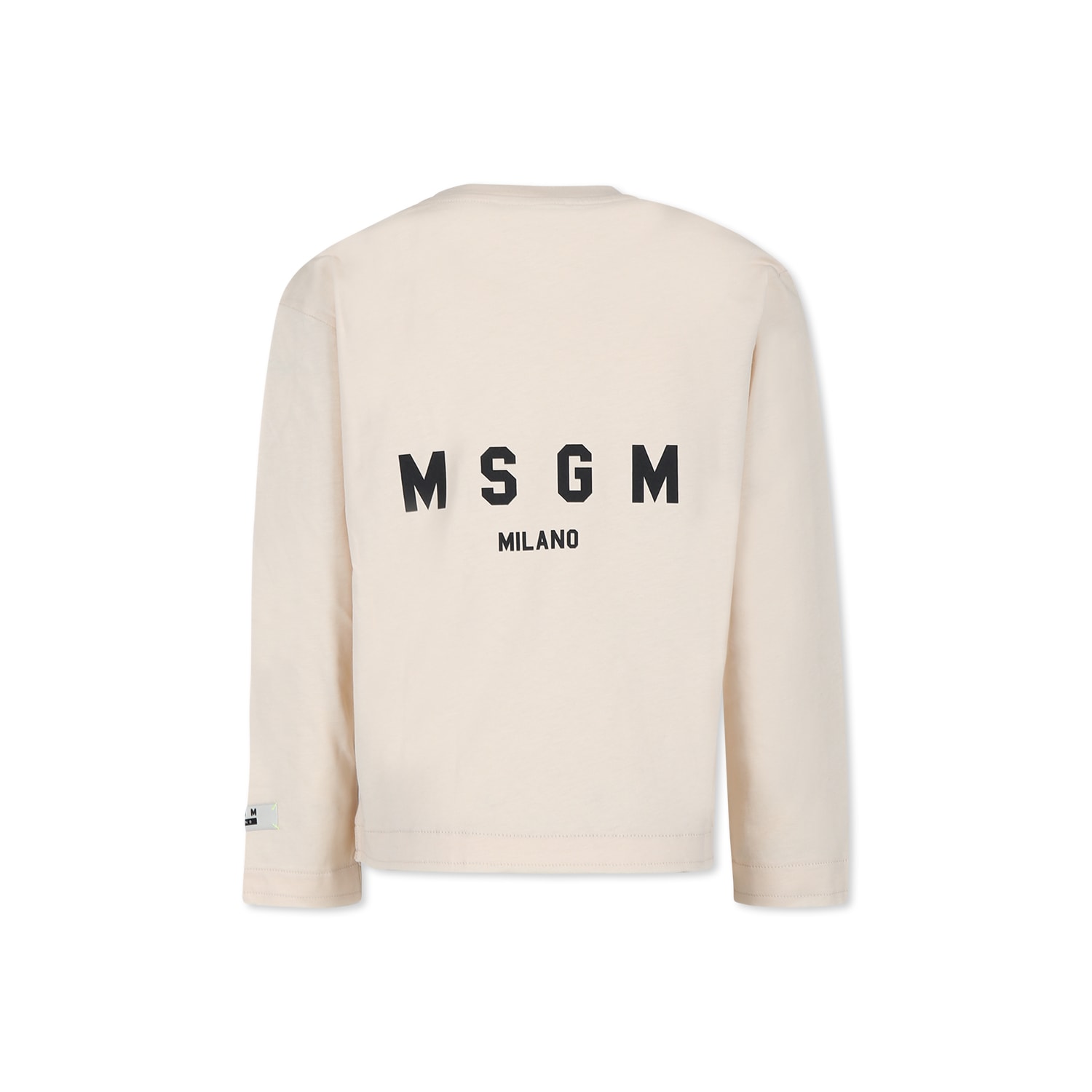 MSGM IVORY T-SHIRT FOR KIDS WITH LOGO 