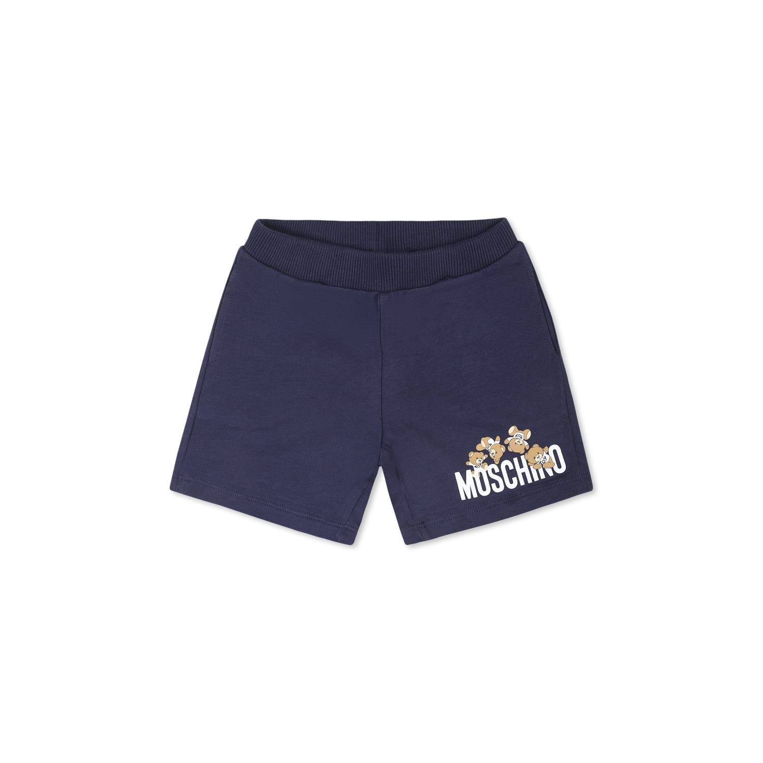 Shop Moschino Blue Shorts For Baby Boy With Teddy Bear