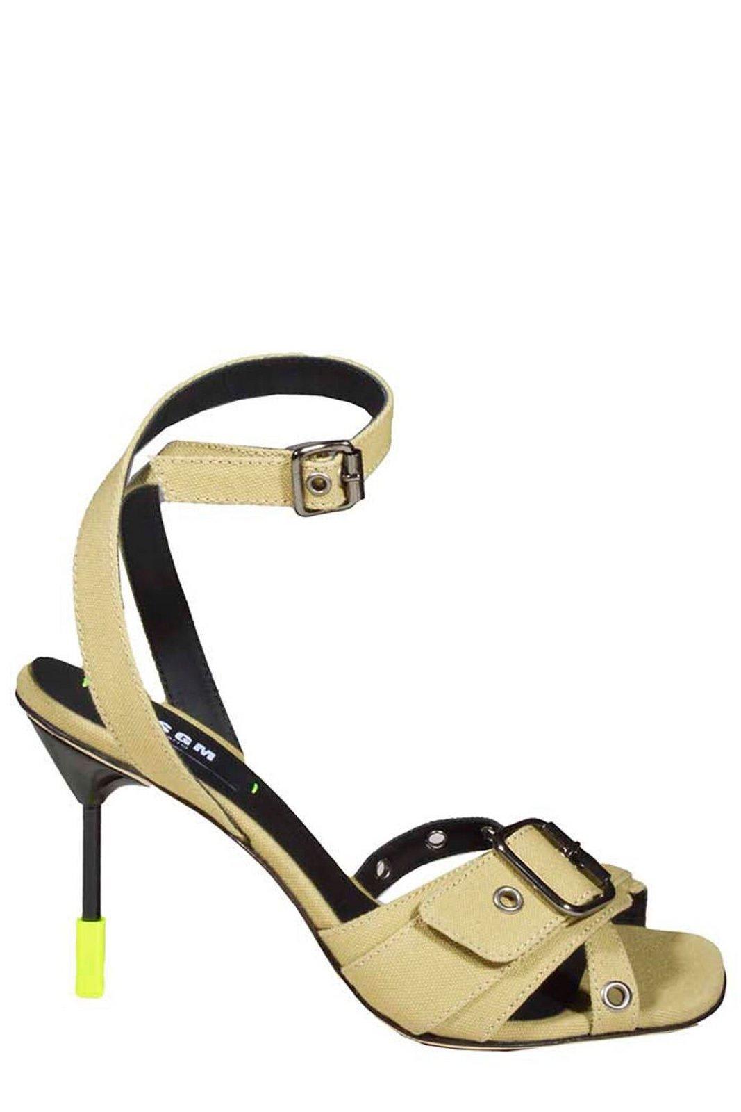 Msgm Iconic Heel Sandals Beige With Buckle