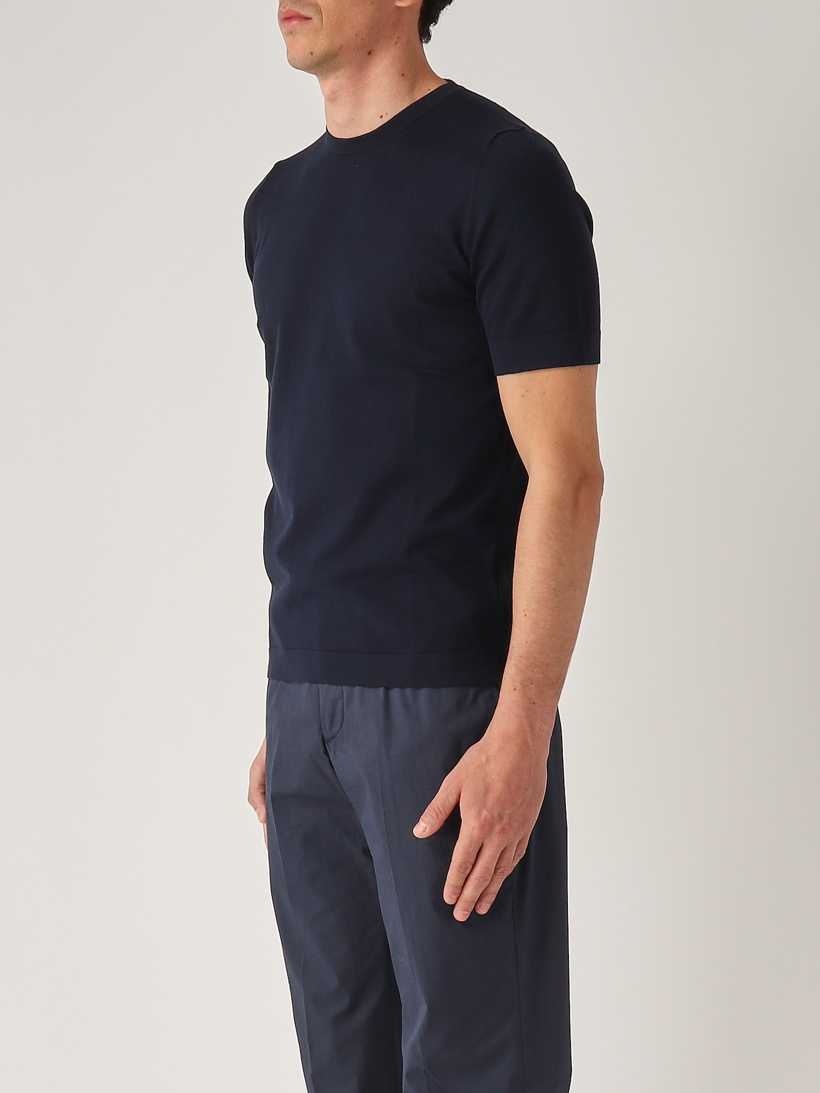 Gran Sasso T-shirt M/c Retta In Filo Cotone Organico T-shirt In Blue