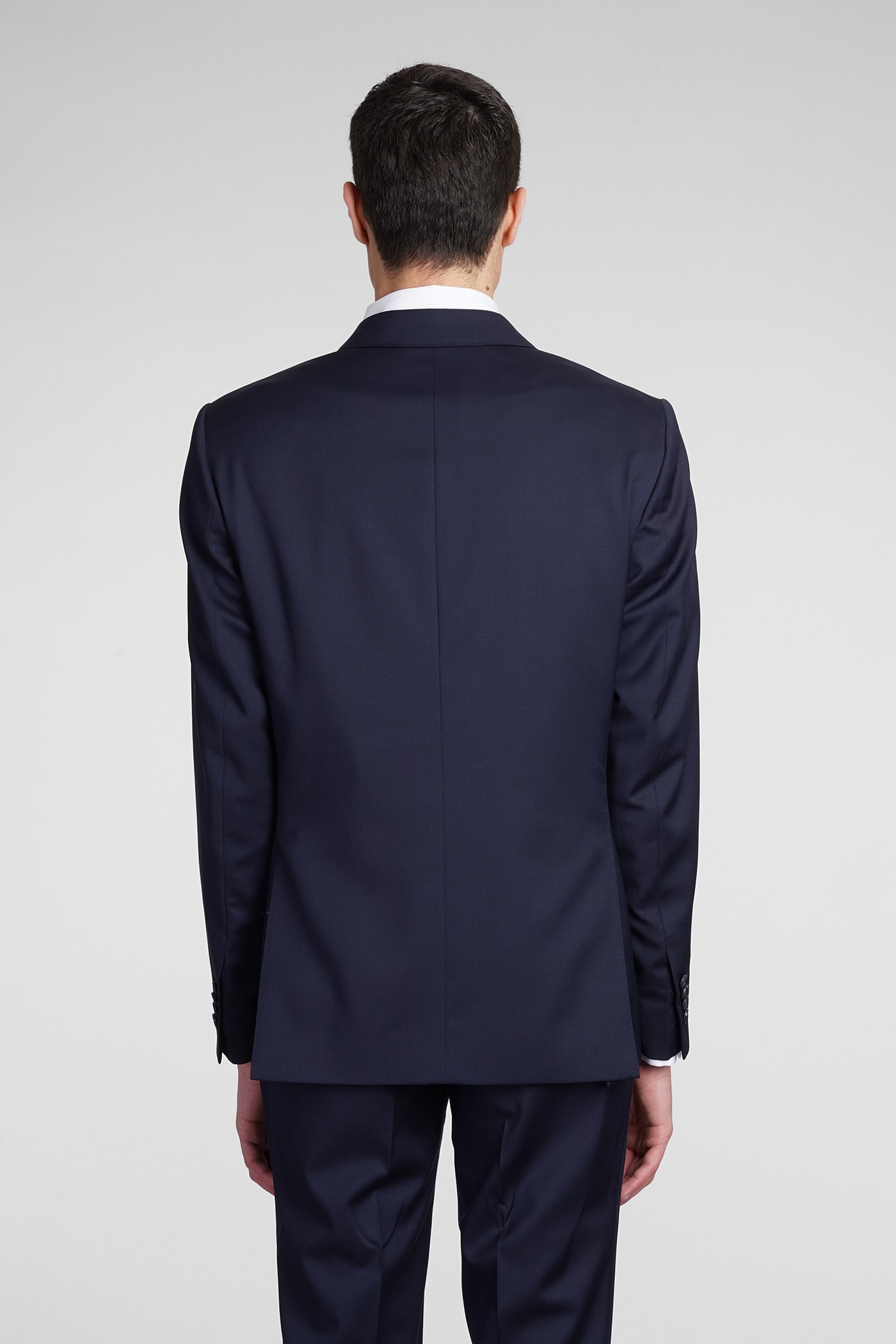 Santaniello Dress In Blue Wool In Blue