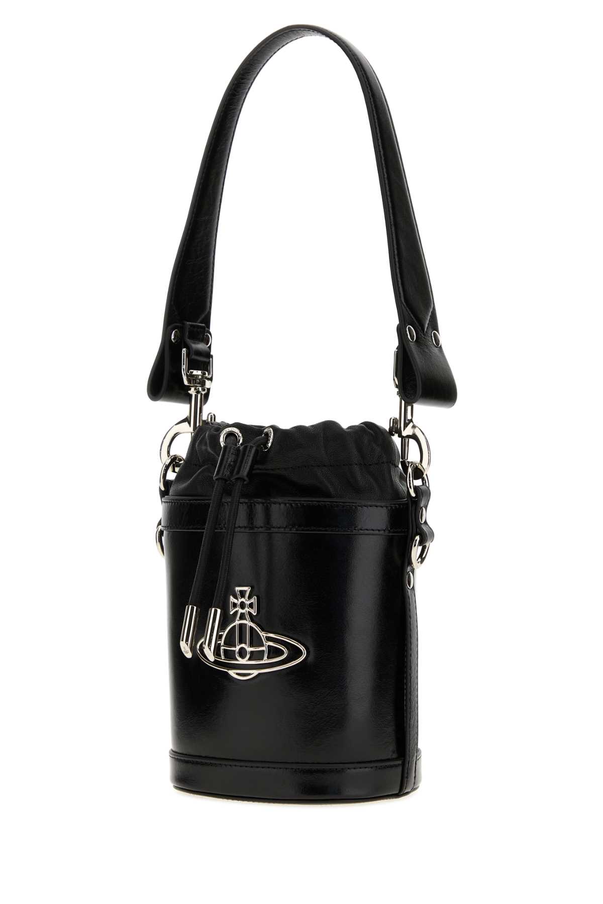 Vivienne Westwood Black Nappa Leather Small Kitty Bucket Bag In Black