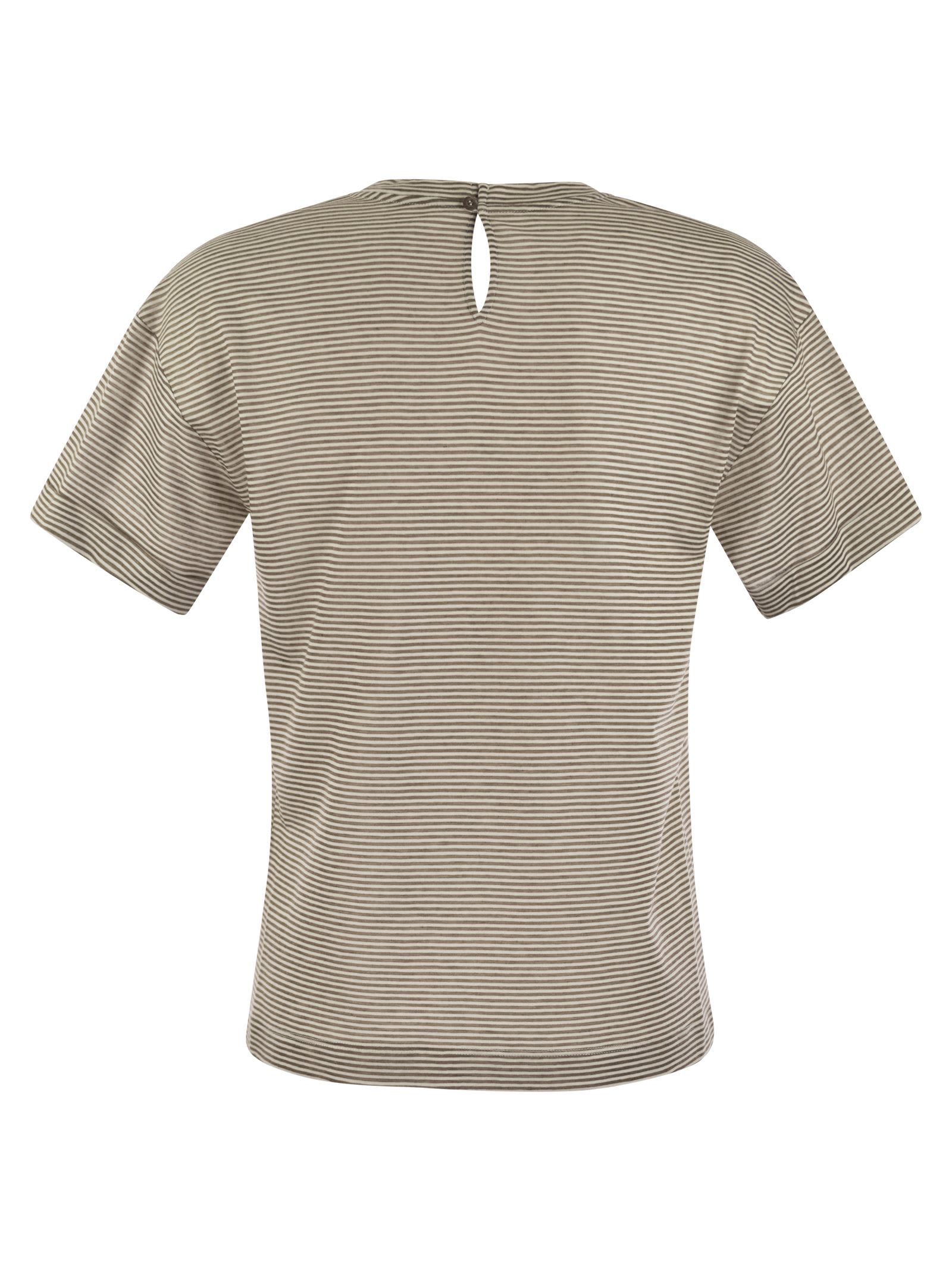 Shop Peserico Lightweight Striped Jersey T-shirt And Punto Luce In White/brown