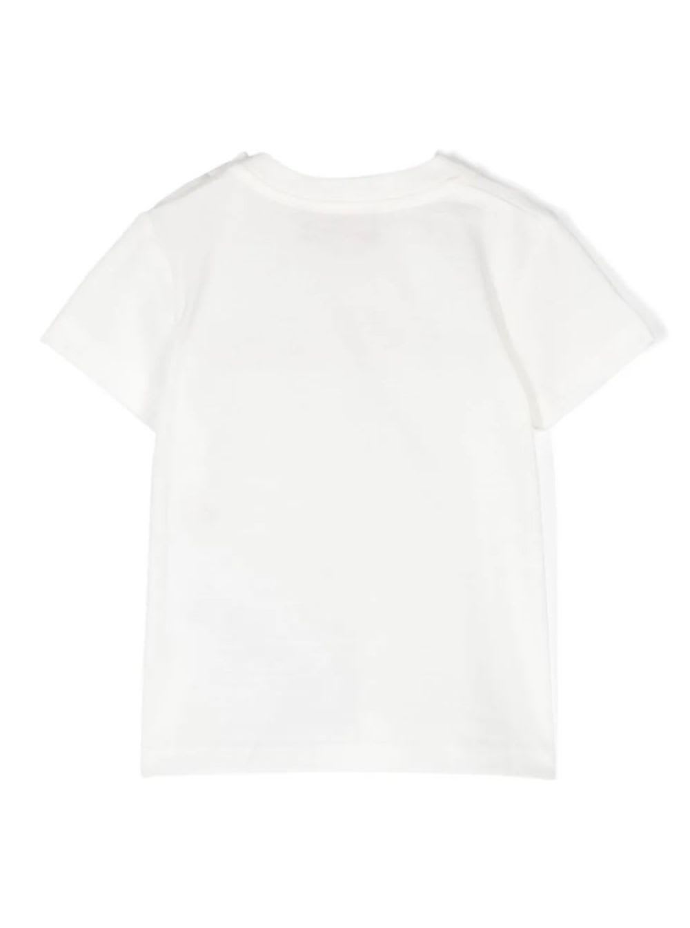 Gucci White T-shirt With Logo Print And Web Detail On The Front In Cotton Baby In White