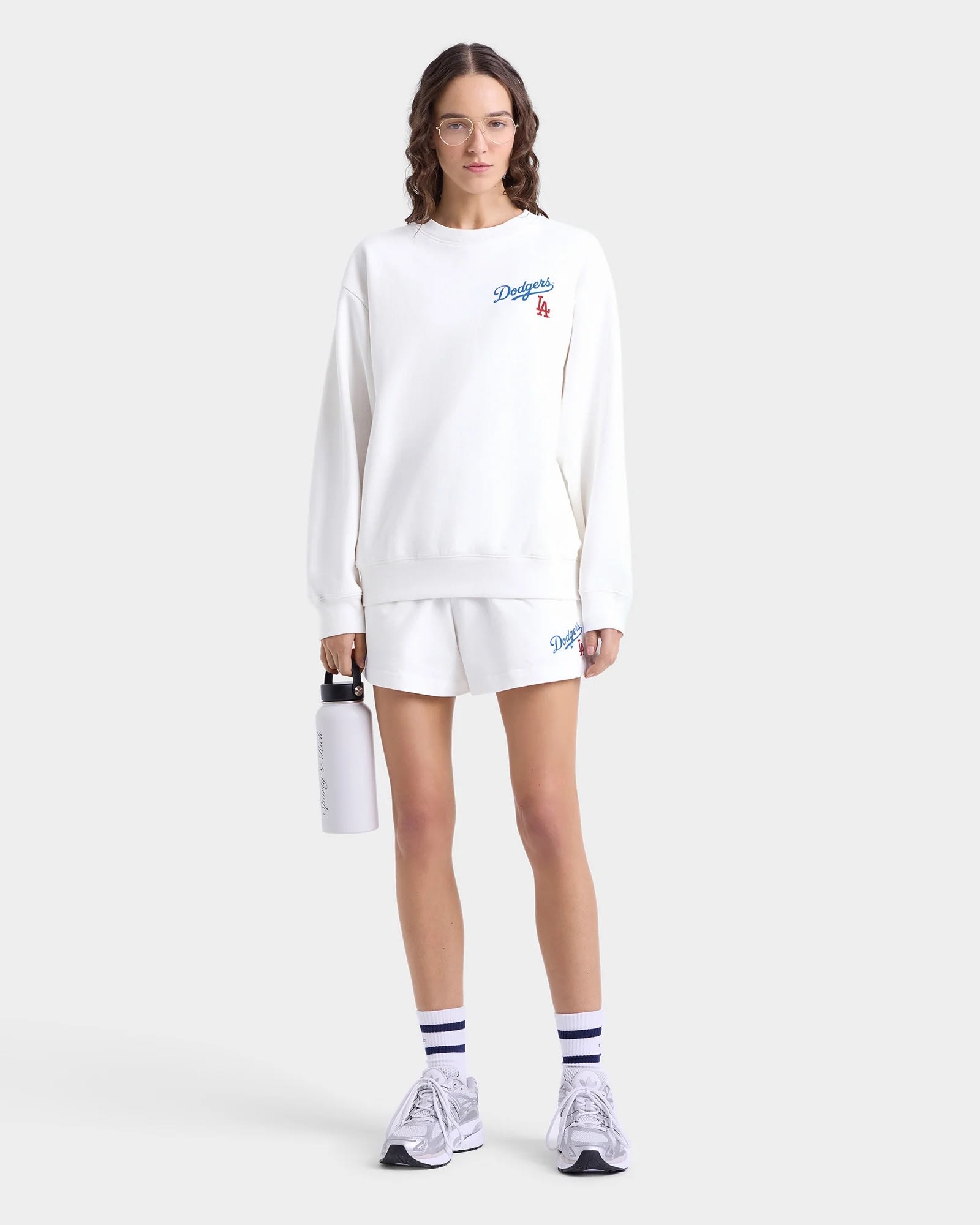 Sporty &amp; Rich Dodgers Serif Crewneck In White