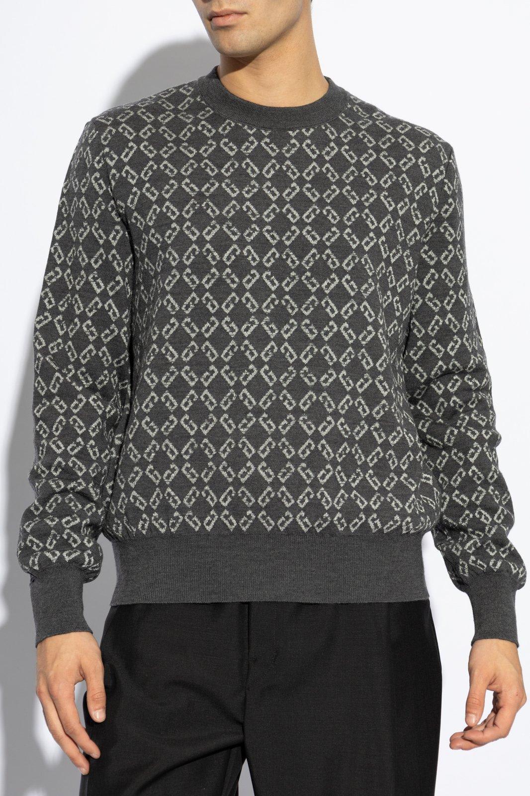 Givenchy Monogram 72 Kacquard Knit Sweater In Medium Grey