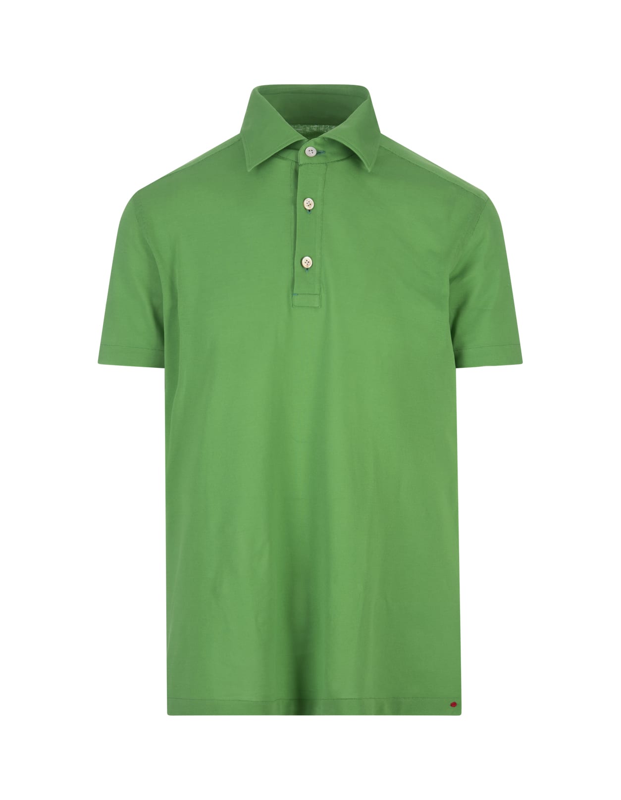 Shop Kiton Green Piqué Short-sleeved Polo Shirt