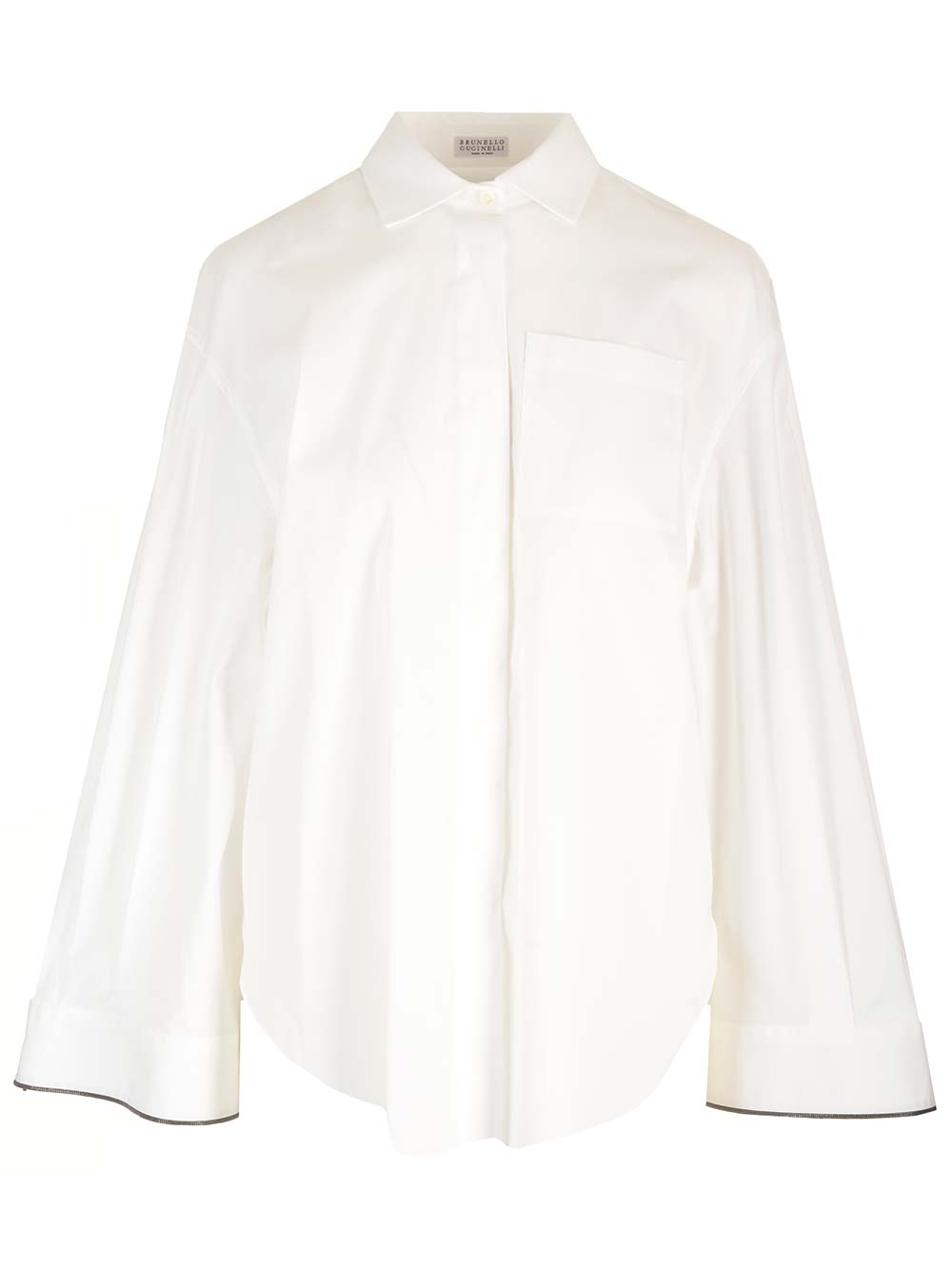 Shop Brunello Cucinelli Stretch Popeline Shirt In White