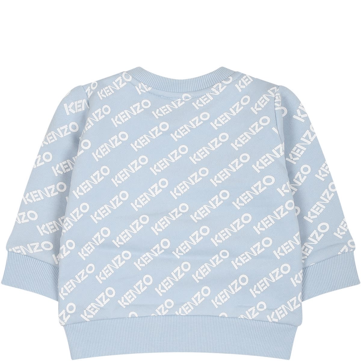 Shop Kenzo Light Blue Sweatshirt For Baby Boy With Logo