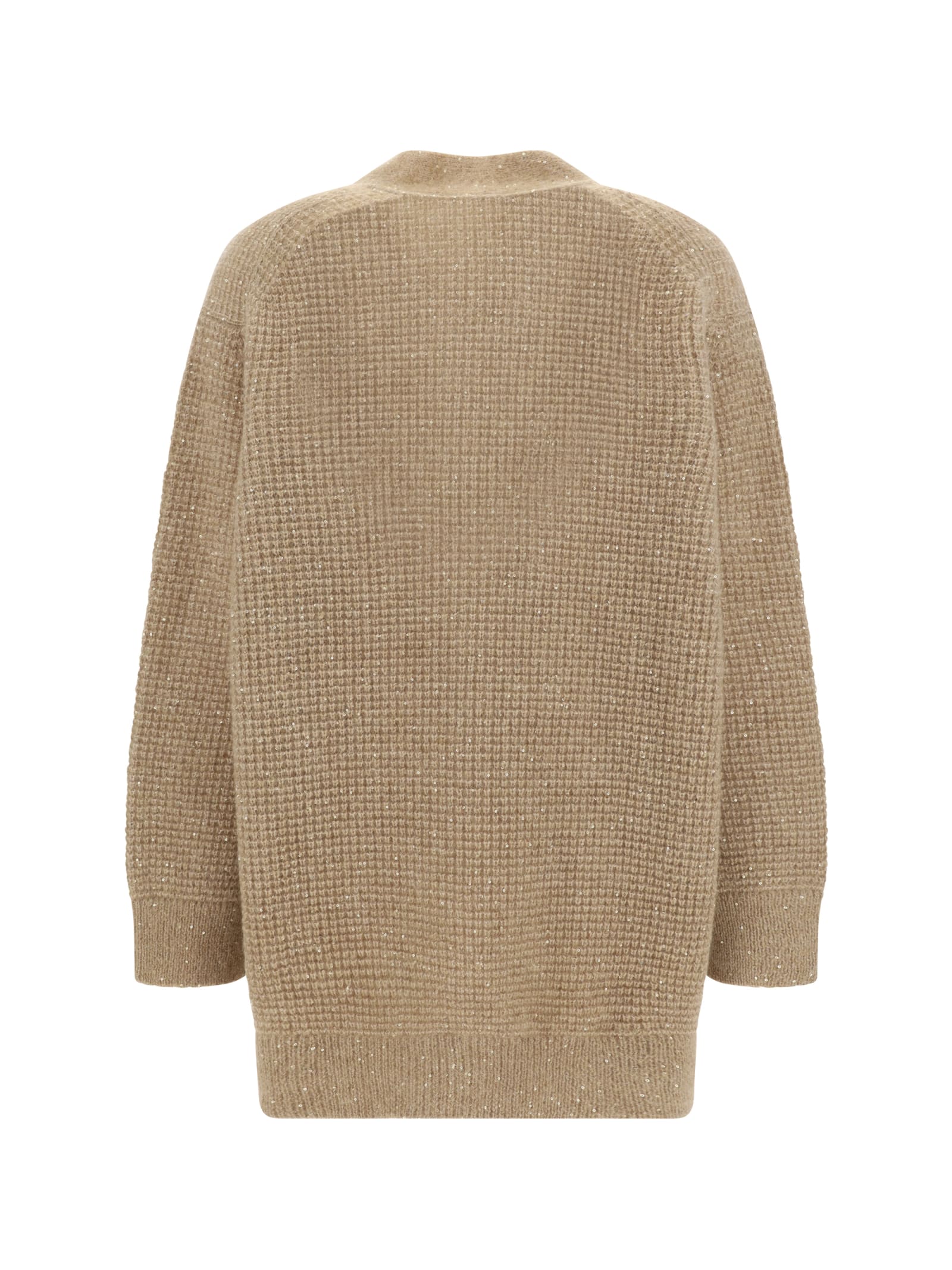 Fabiana Filippi Over Cardigan With Micro Sequins In Cammello
