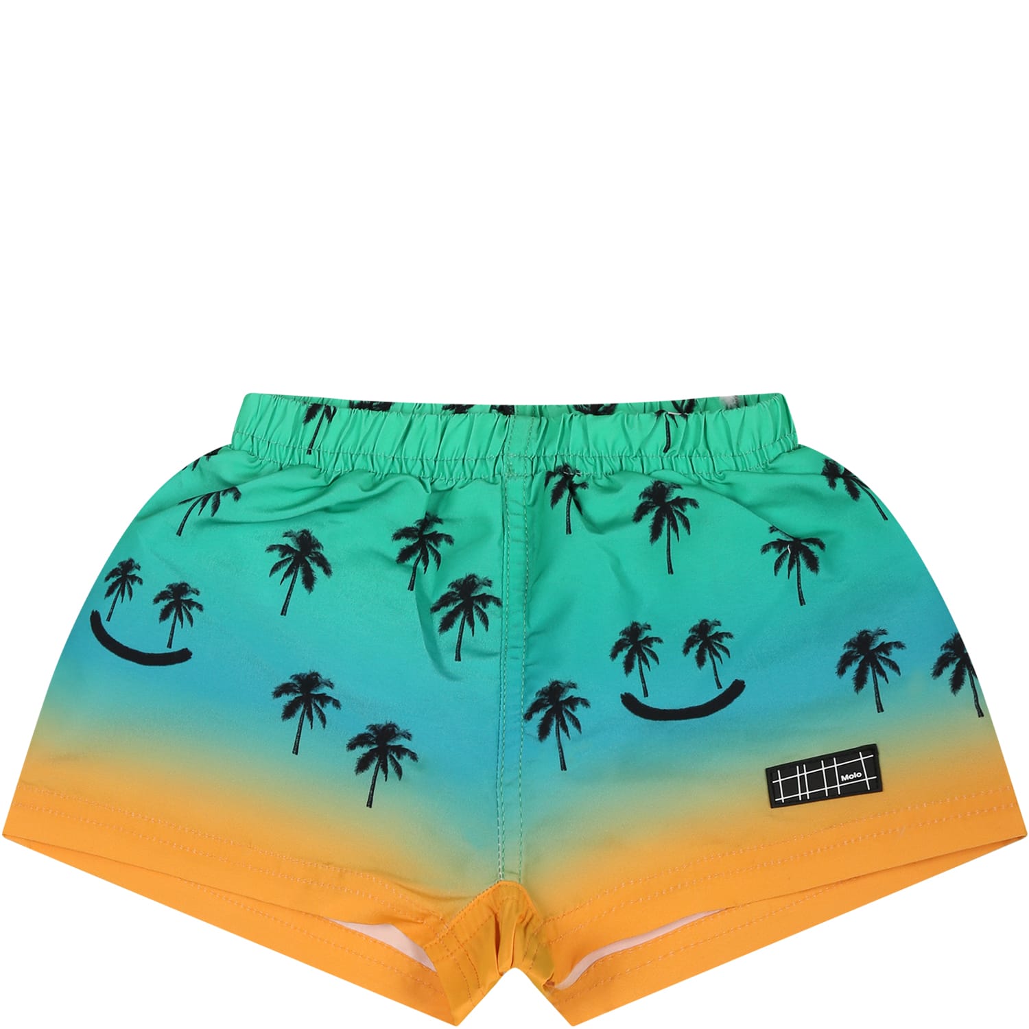 MOLO MULTICOLOR BEACH-BOXER FOR BABY BOY WITH PALMS AND LOGO