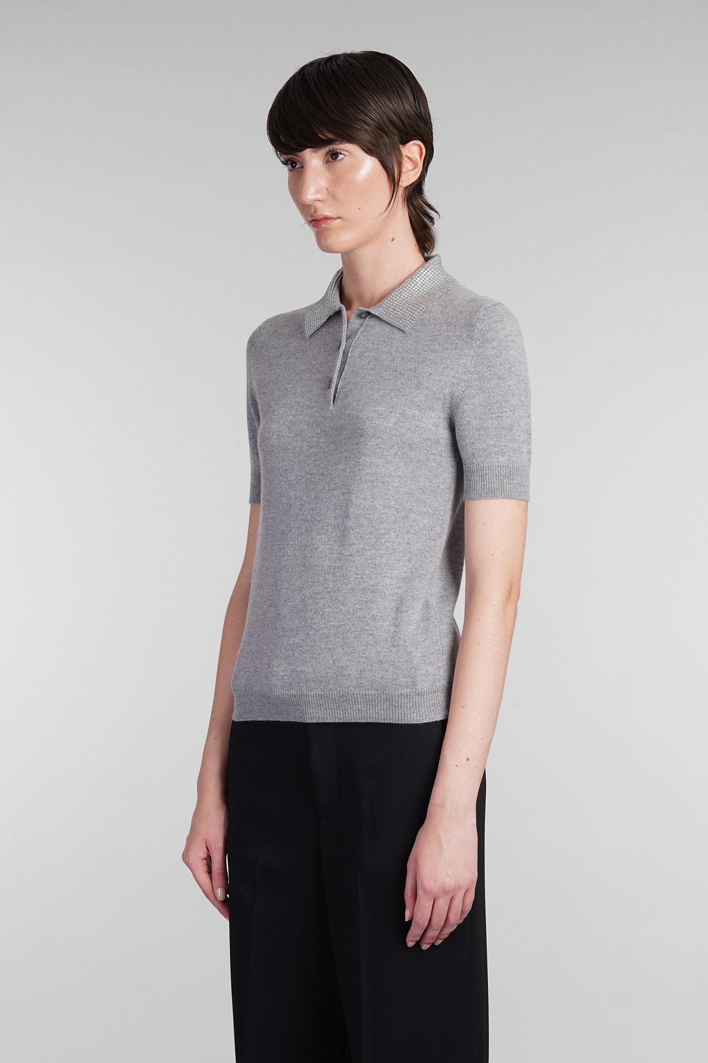 Shop Blumarine Polo In Grey Wool