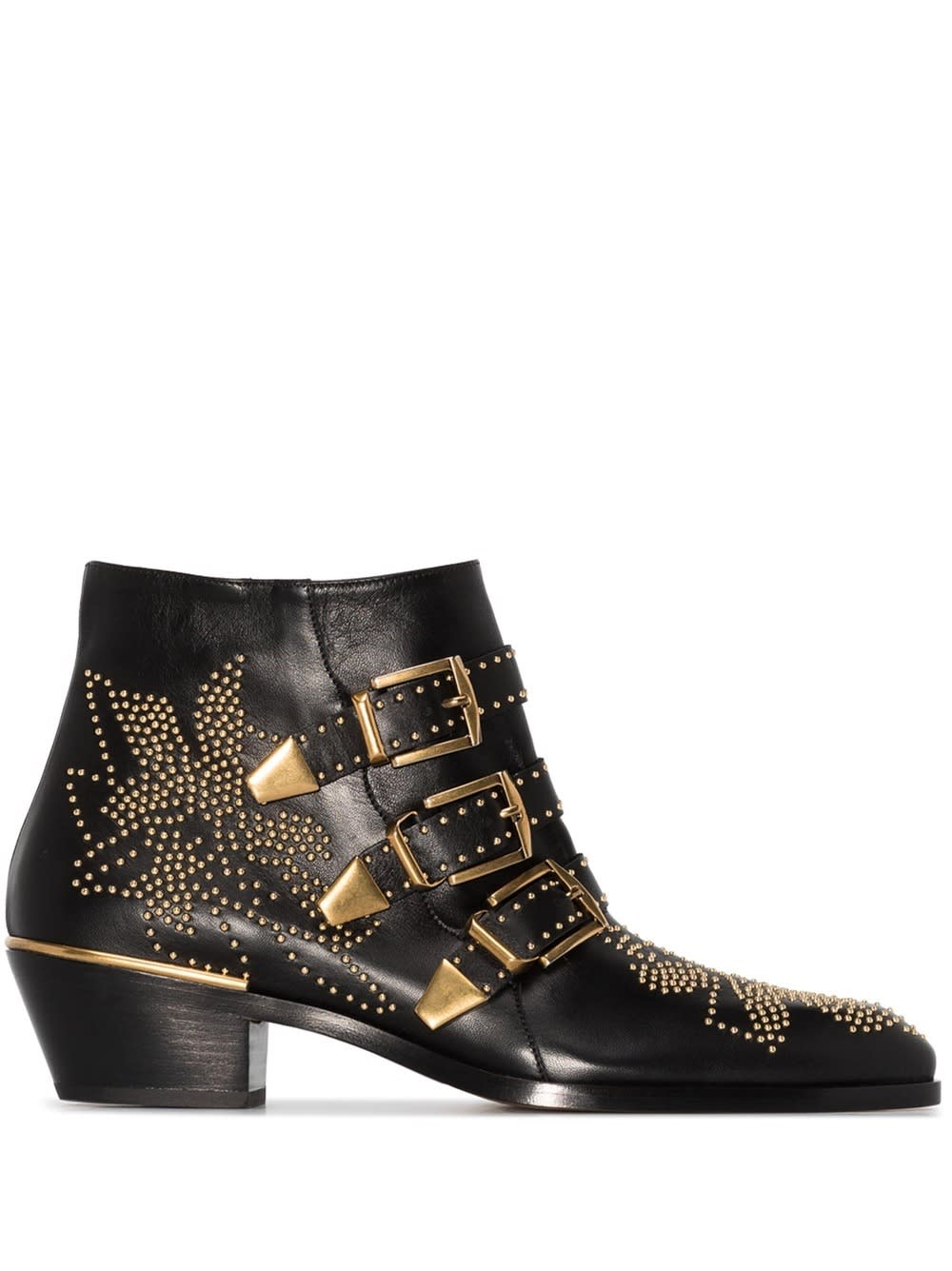 Shop Chloé Susanna Ankle Boots In Black And Gold