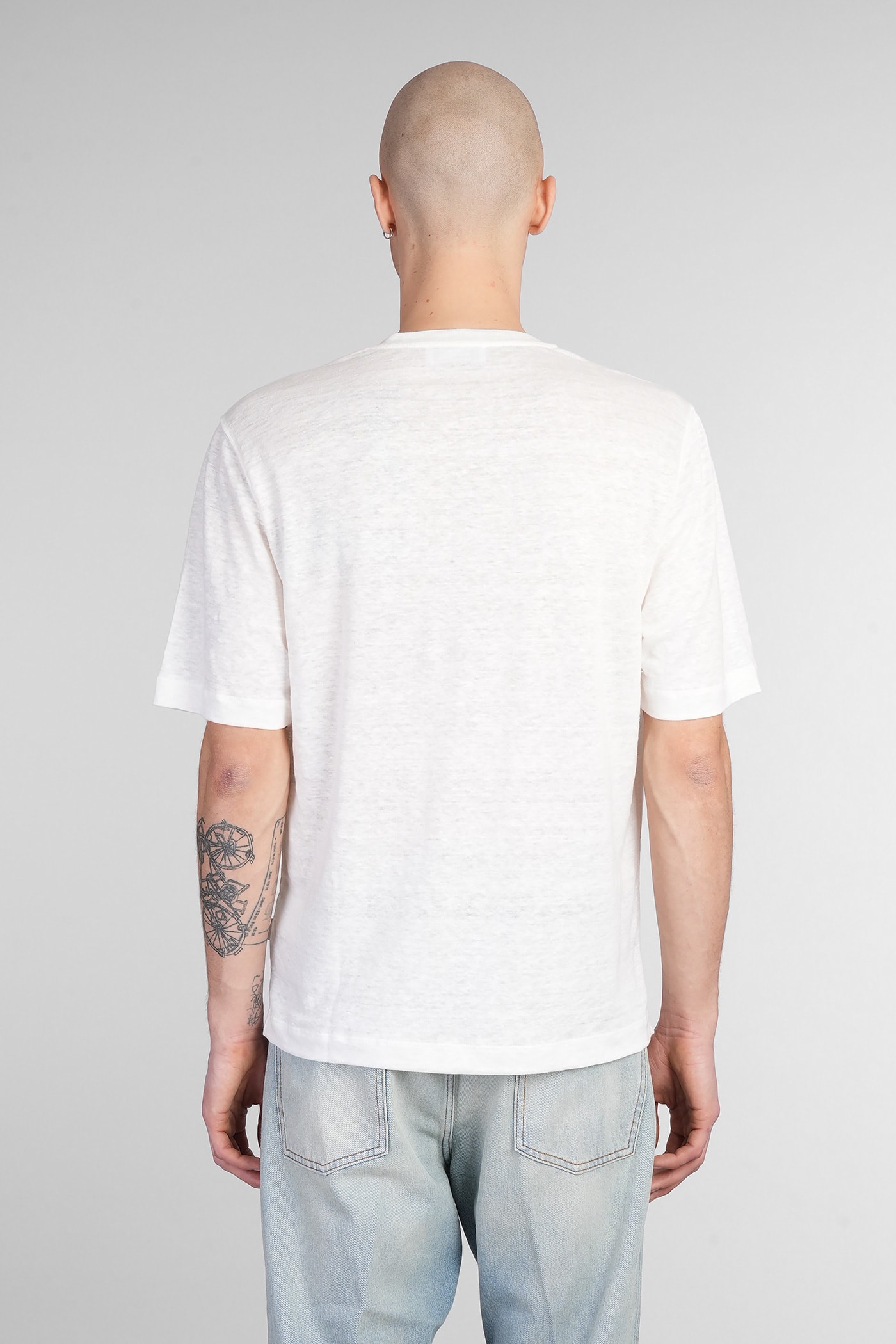 Lardini Ribbed Linen T-shirt In Beige