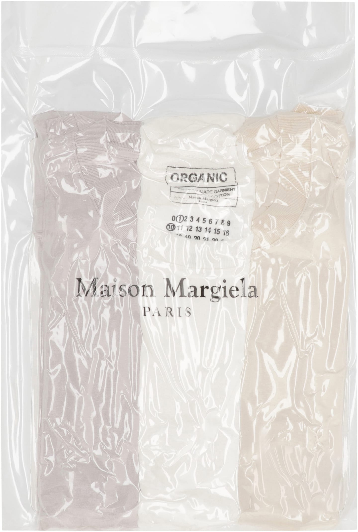 Shop Maison Margiela Set Of Three Cotton T-shirts In Multicolor