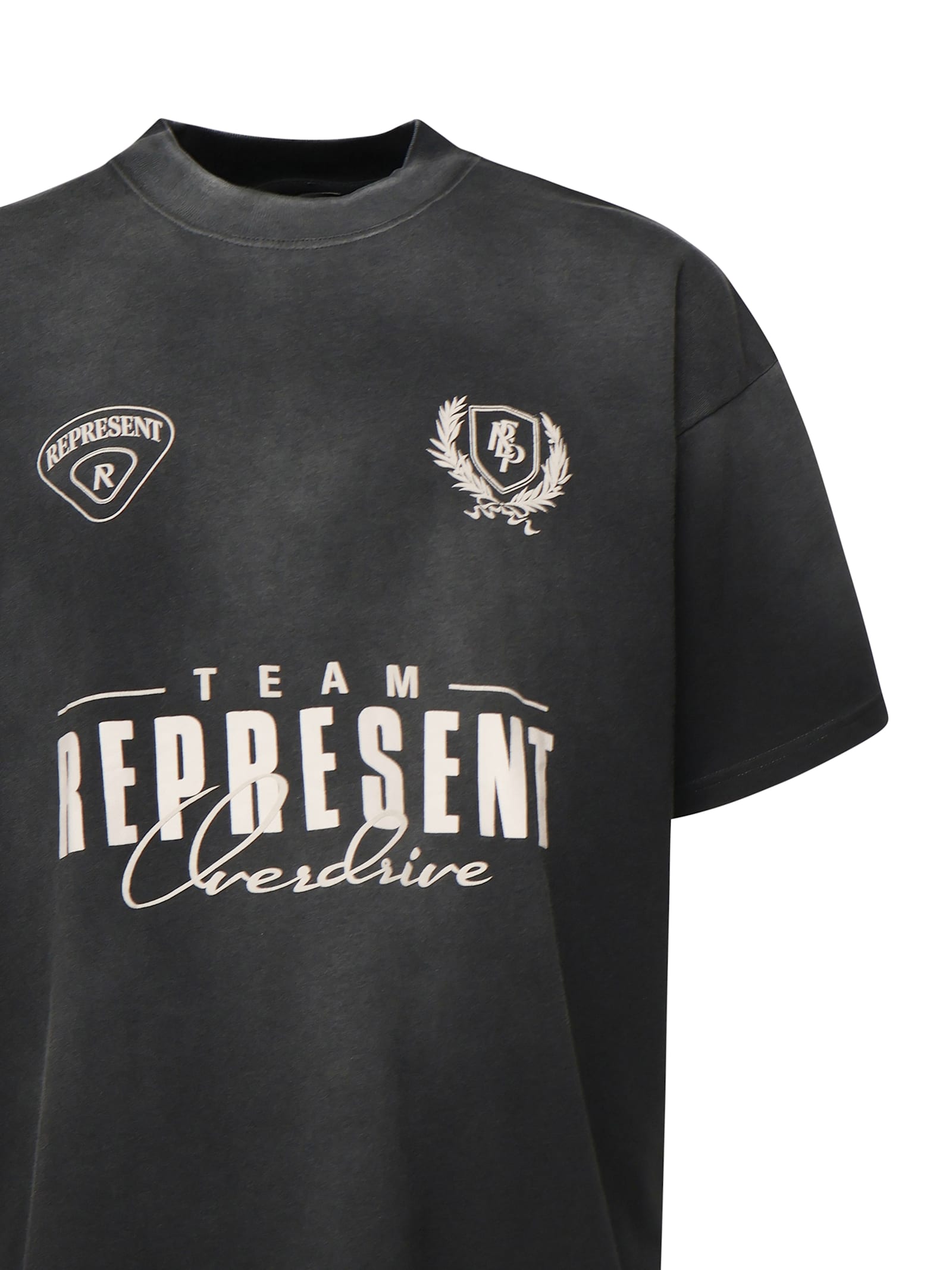 Represent World Championship Printed Cotton T-shirt In Faded Black