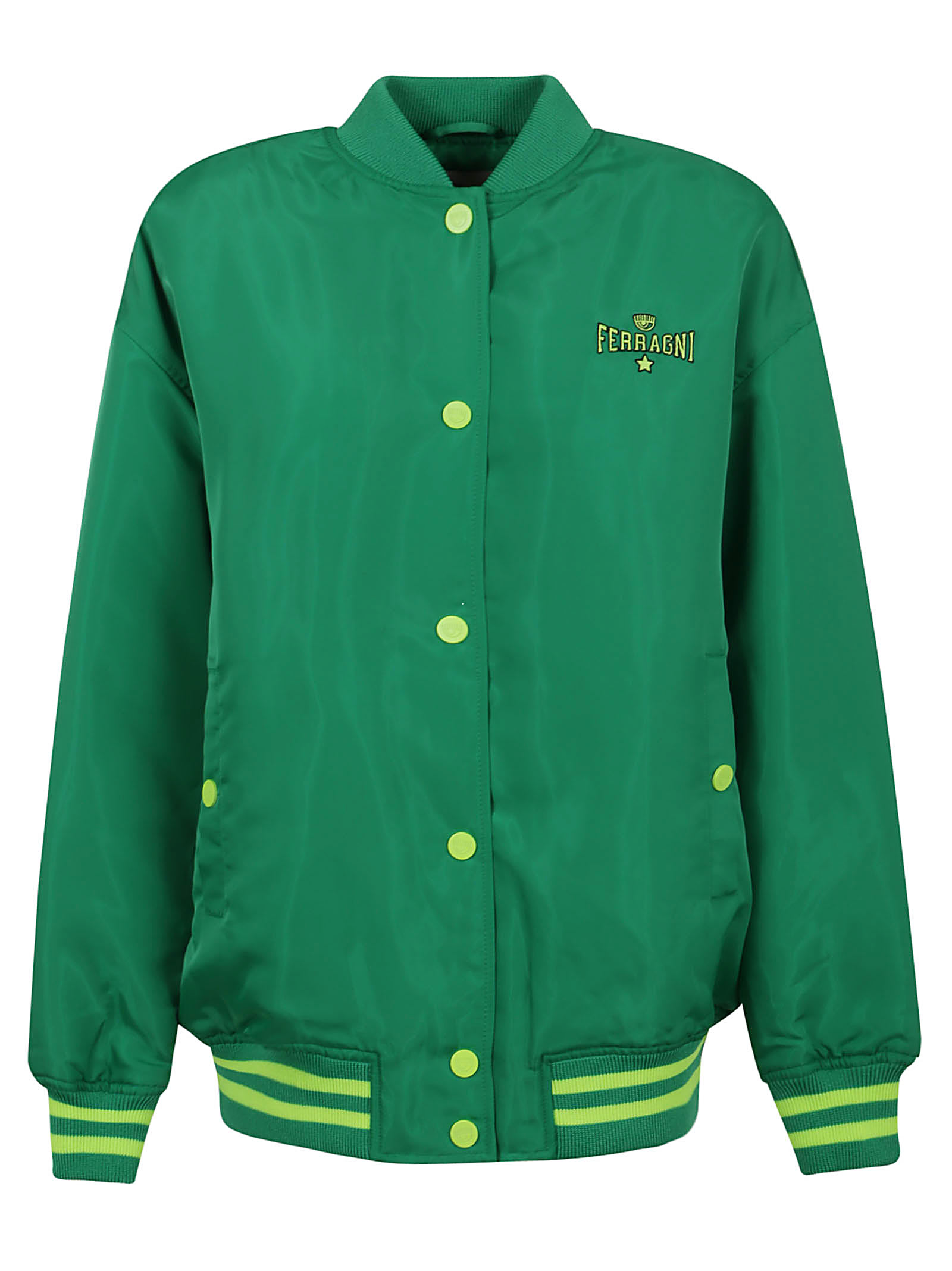 Shop Chiara Ferragni Ferragni Stretch Jacket In Bright Green